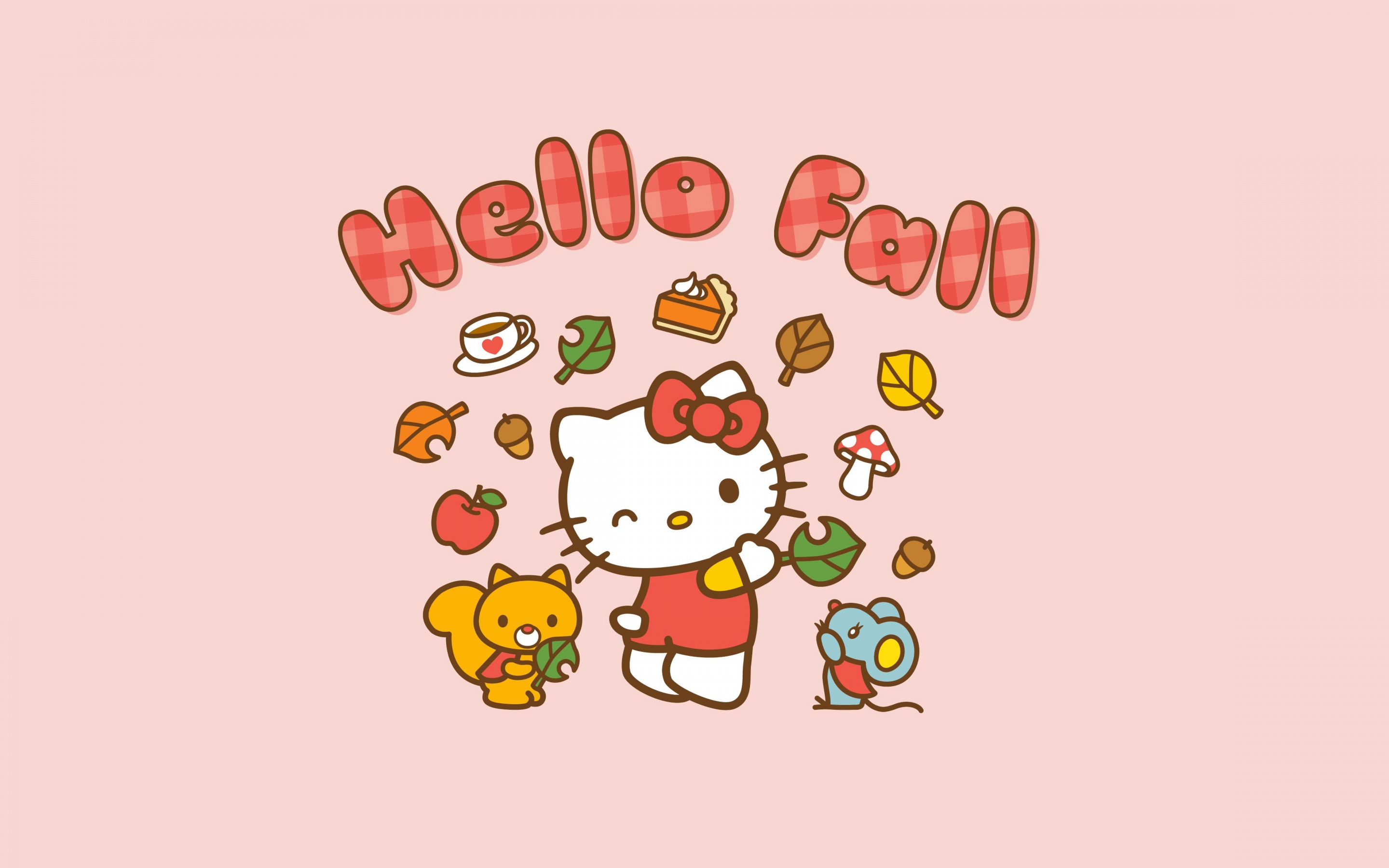 Hello Fall Wallpaper 4K, Hello Kitty background