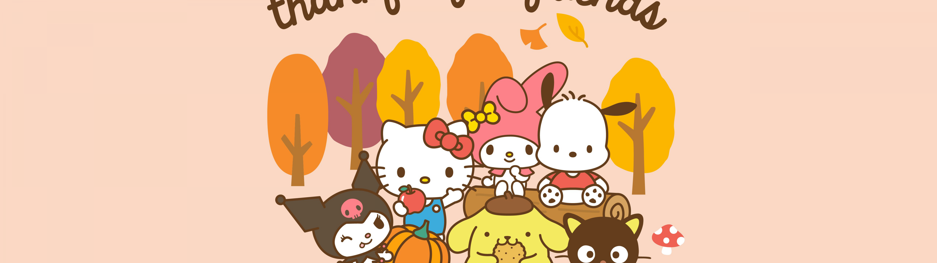 Thankful Wallpaper 4K, Friends, Sanrio, Hello Kitty