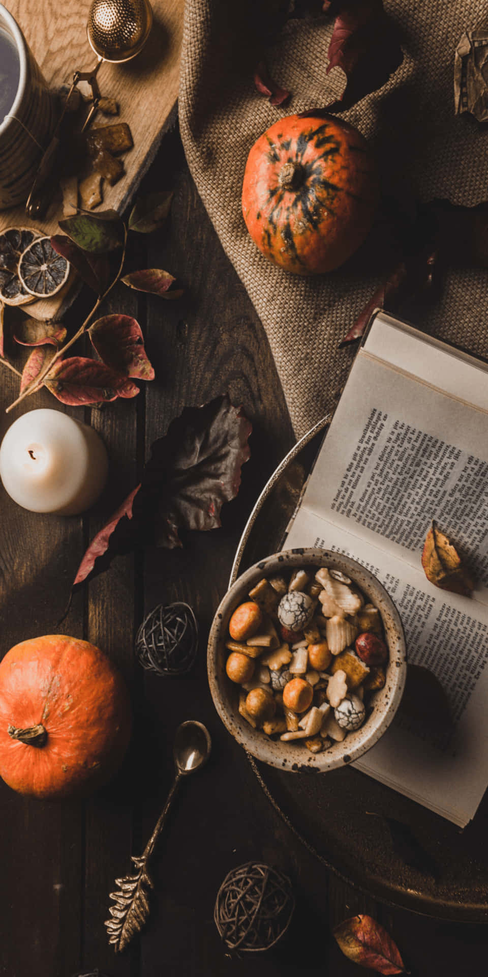 Download Pixel 3 Fall Background Pumpkins With Books