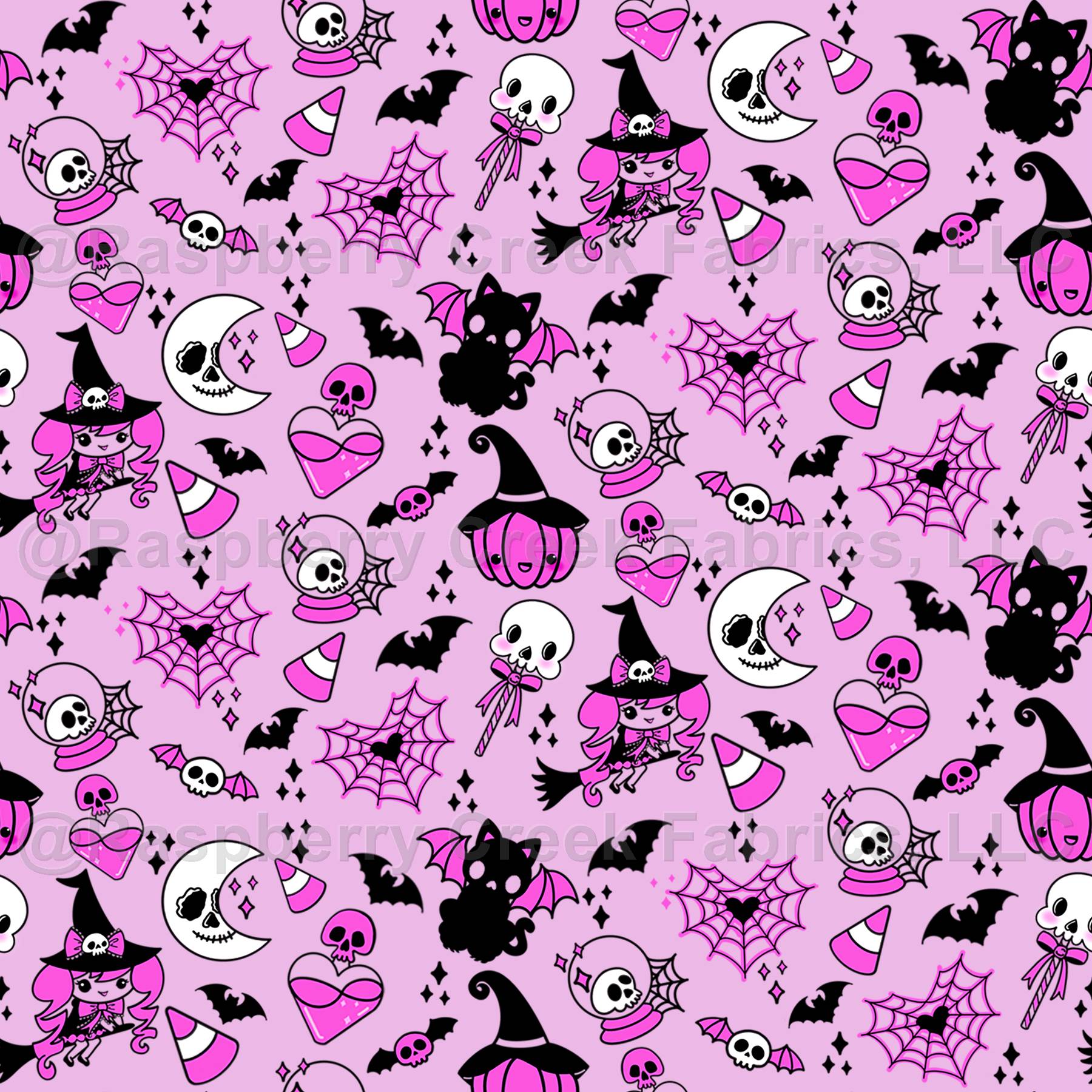 Pastel Goth Vintage Witchy Magical Spiritual Kawaii Goth Halloween Doodles Cute Witch Pink