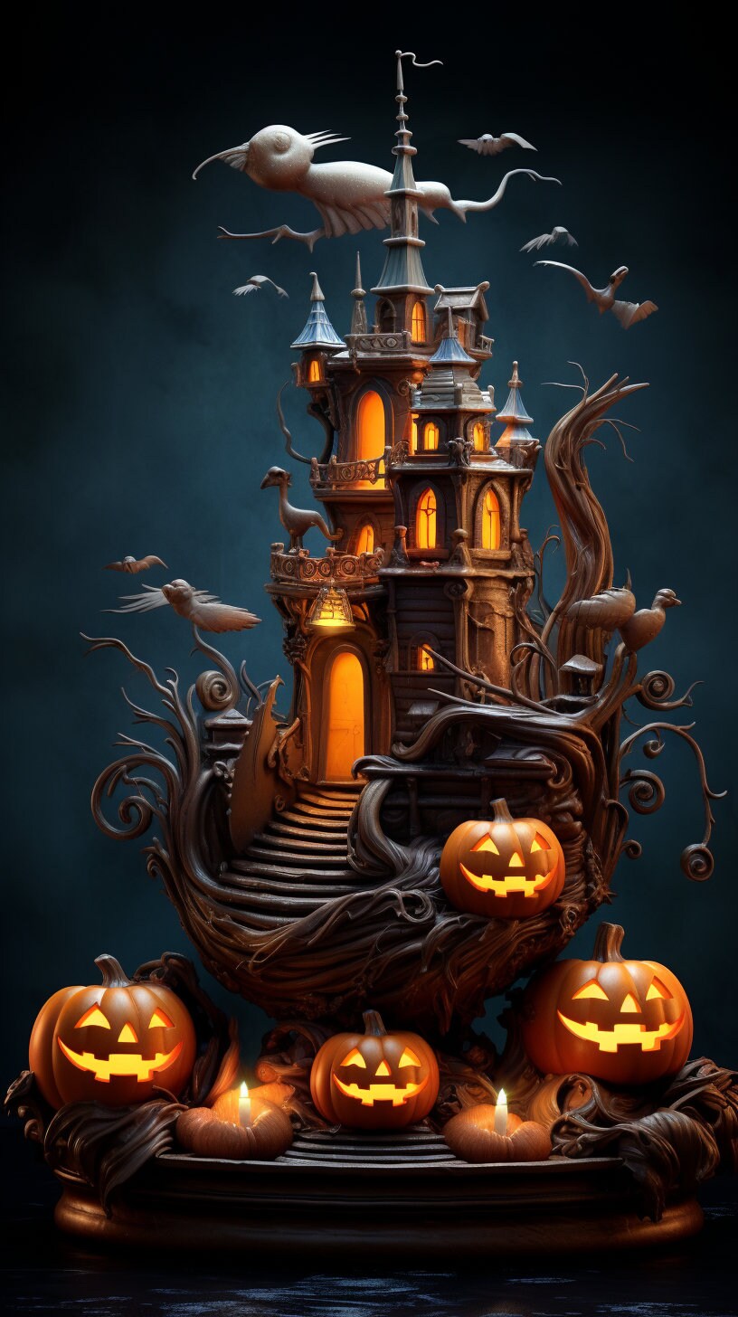 Spooky Halloween Phone Wallpaper Bundle:9 Aspect Ratio of 5 Digital Wallpaper