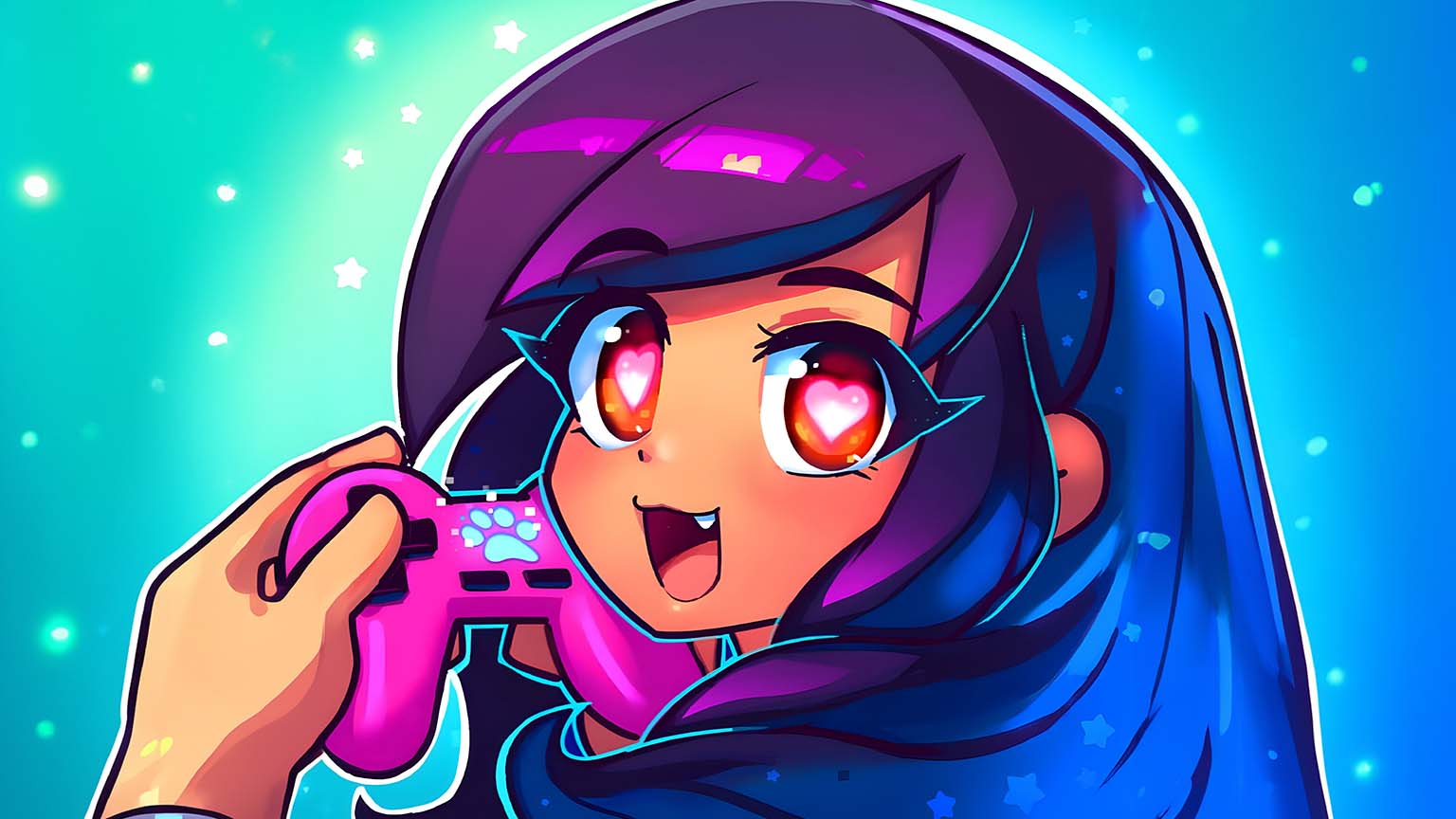 Aphmau with Gamepad Desktop Wallpaper
