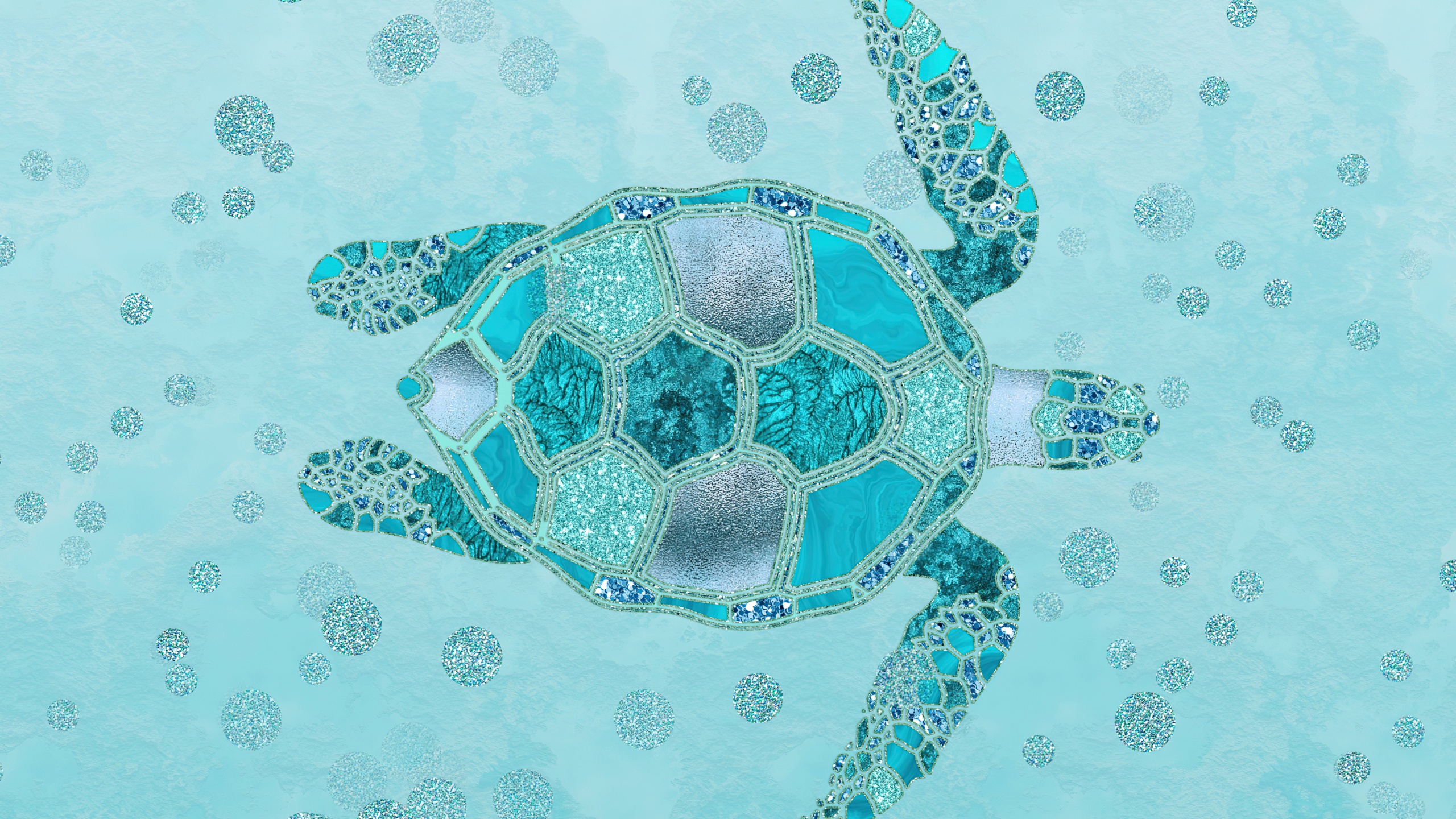 Turtle Wallpaper 4K, Turquoise background