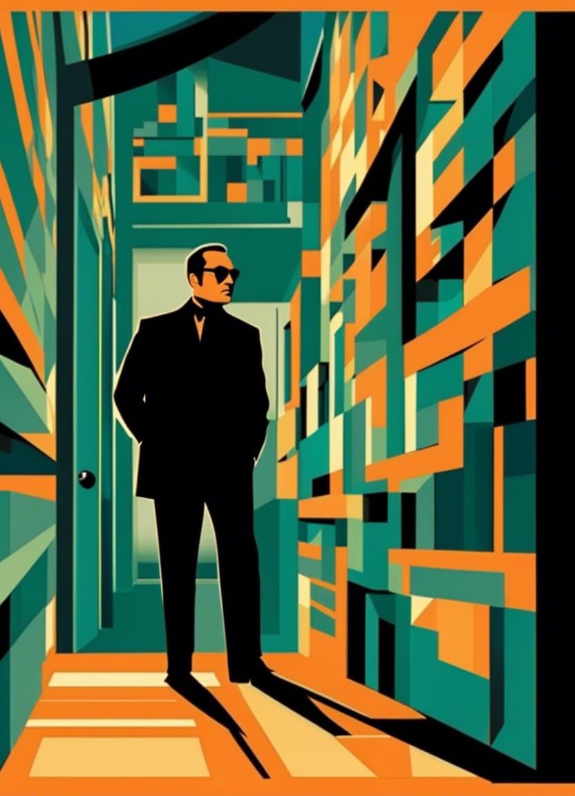 In the style of Saul Bass Movie Maze Poster in Graphic