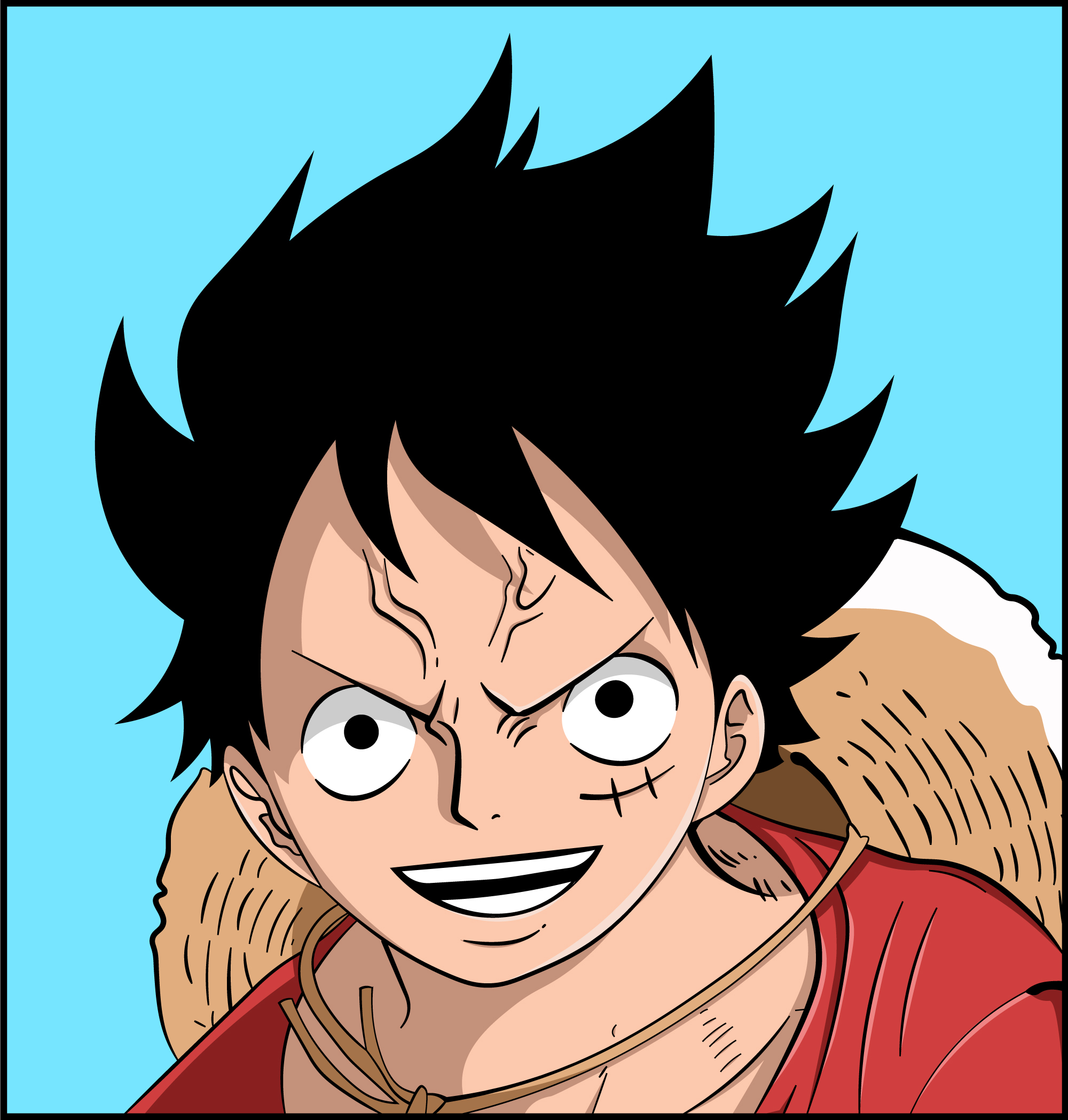 So I did this, cause it's my favorite pic of Luffy. You can slide to see the original