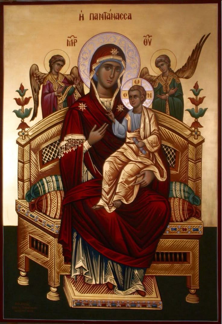 Theotokos Enthroned with Christ, surrounded
