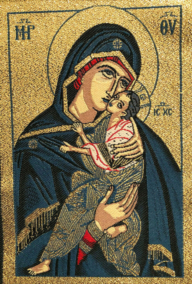 Eastern Christian Tapestry Wall Decor Icon Theotokos Mary Christ Catholic Woven