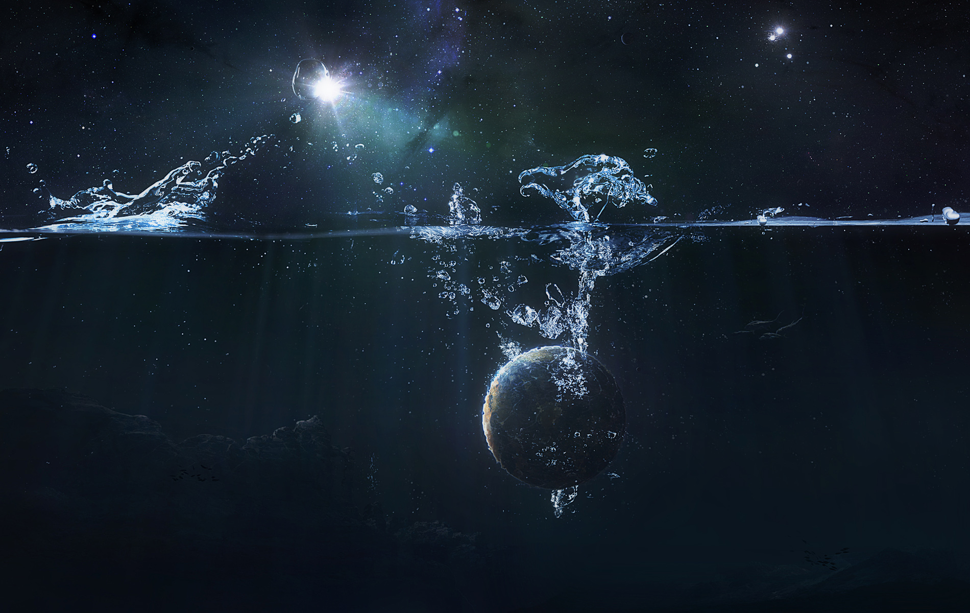 Cosmic Waters: A Sci Fi HD Wallpaper Of Interstellar Wonders