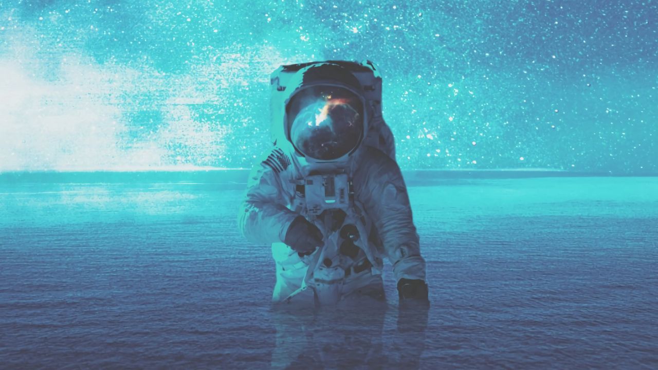 Wallpaper astronaut, water, space, stars hd, picture, image