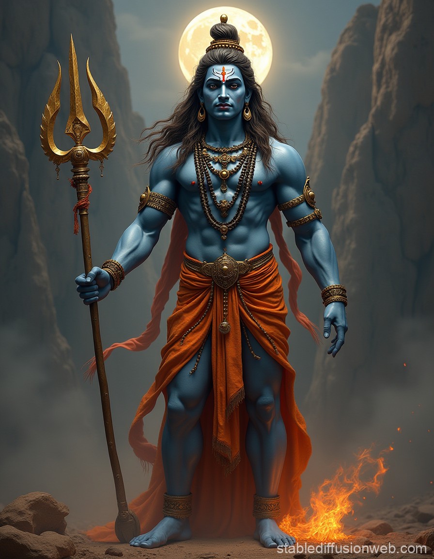 Indian Ancient Hindu God Shiva AI Generated Portrait. Stable Diffusion Online