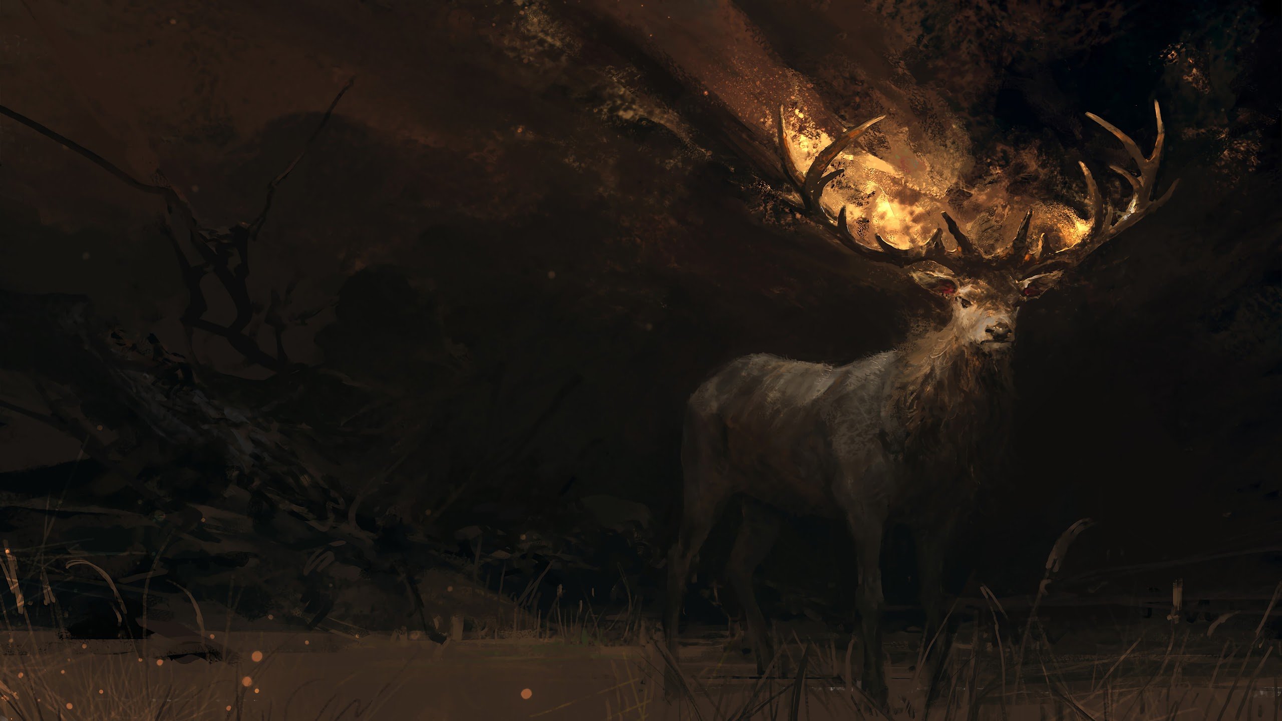 Fantasy Deer Dark Desktop Wallpaper 111304