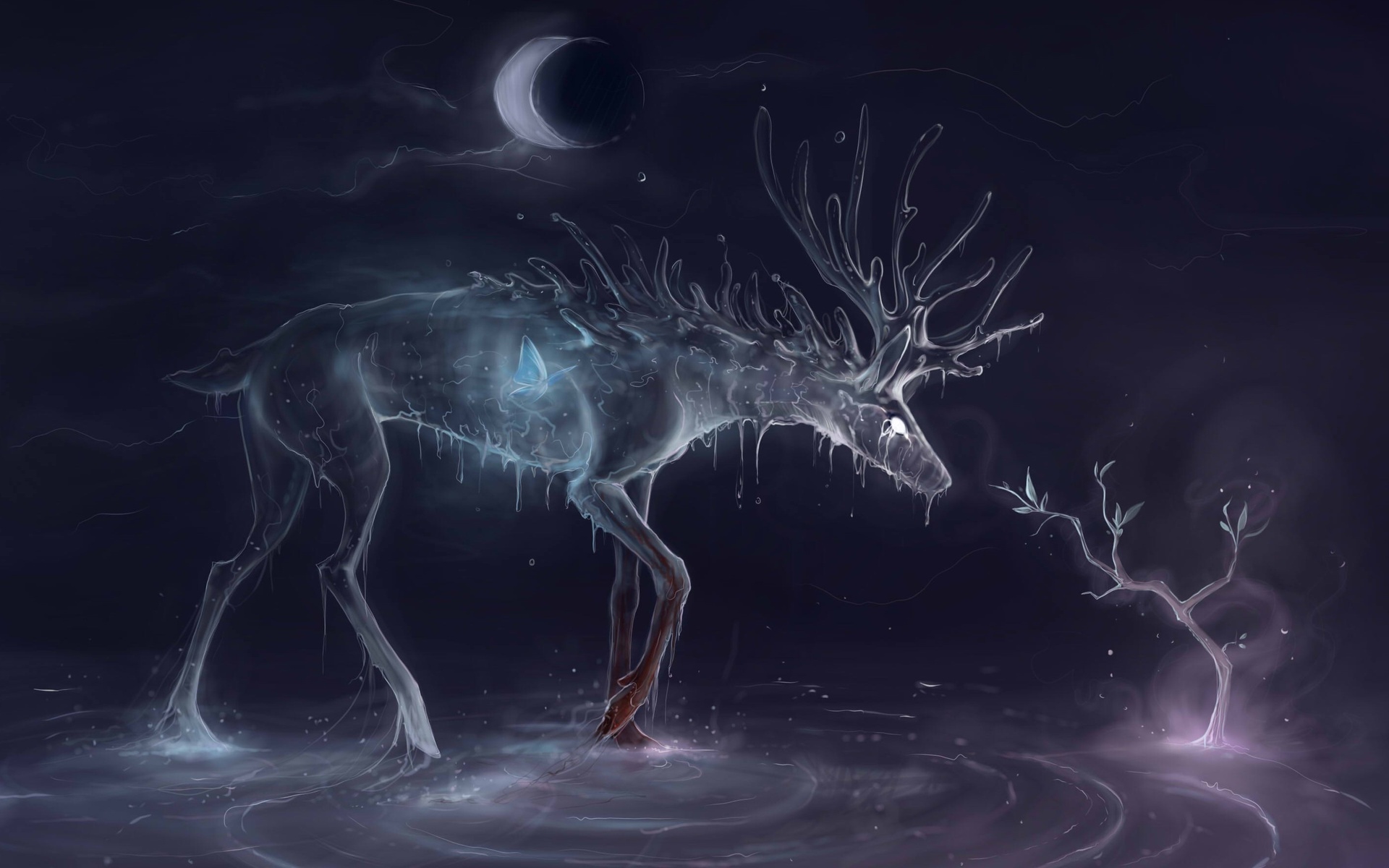 fantasy, Magic, Gothic, Deer, Animals Wallpaper HD / Desktop and Mobile Background