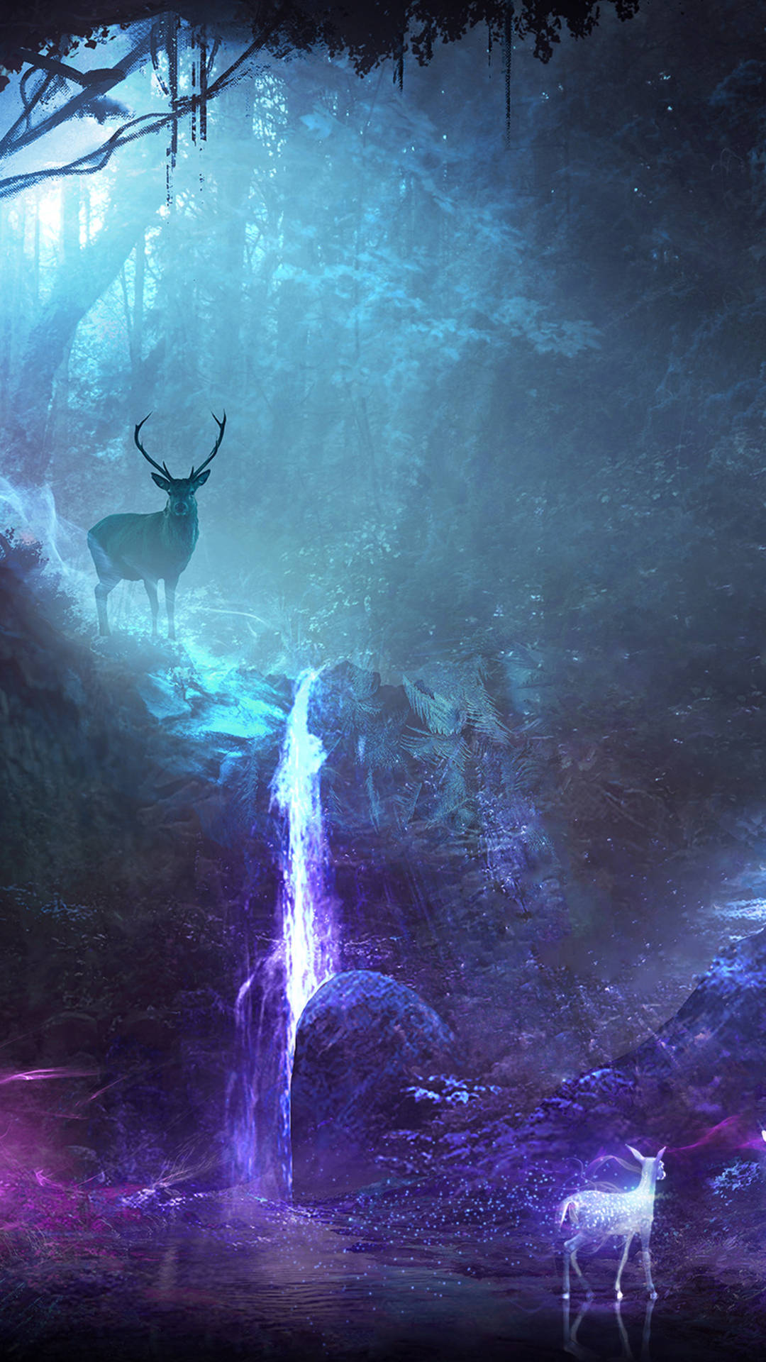 Download Dreamy Forest With Deer 4k Ultra iPhone Wallpaper