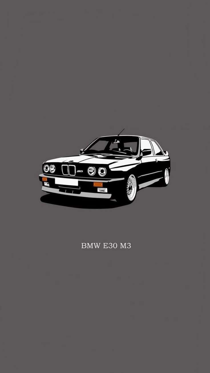 Vintage Racing Poster: Black and White BMW Car