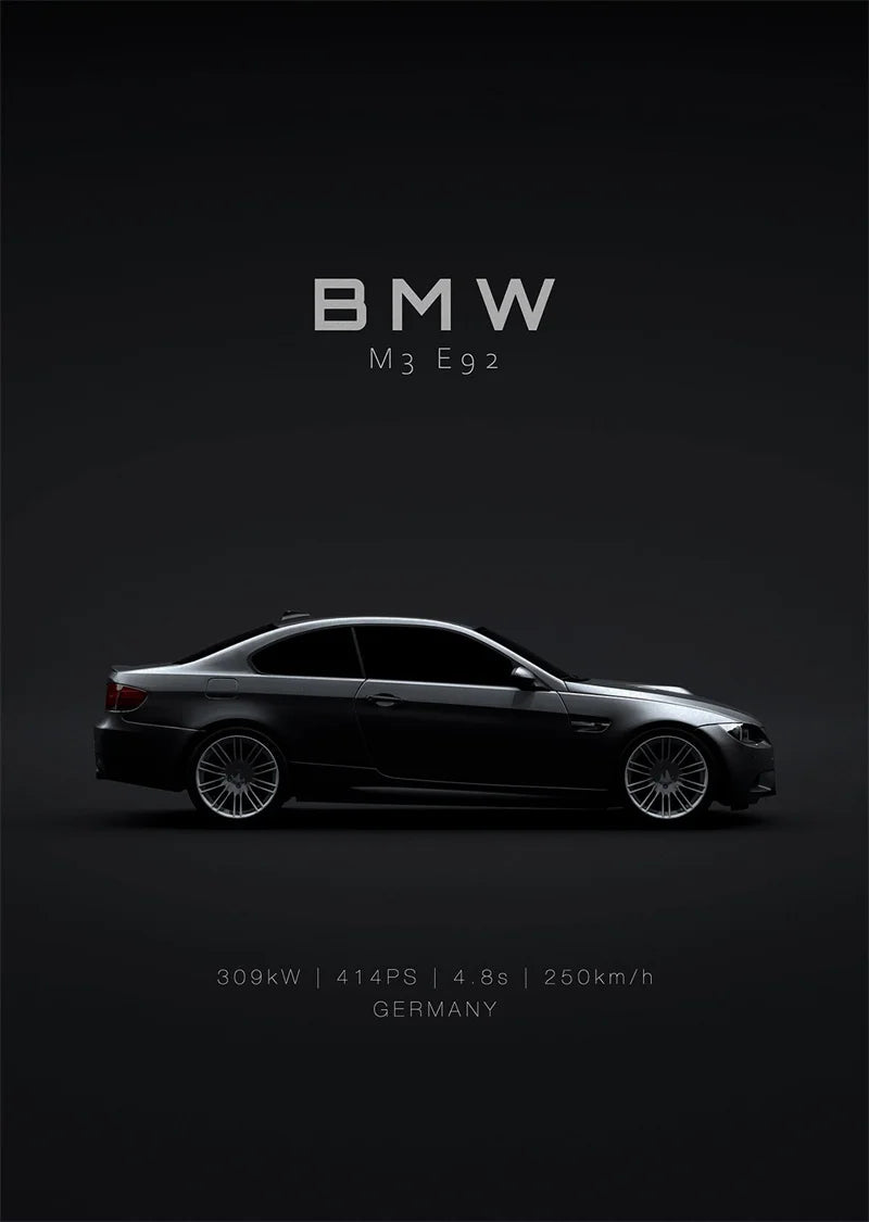 BMW M3 E92 Car Poster