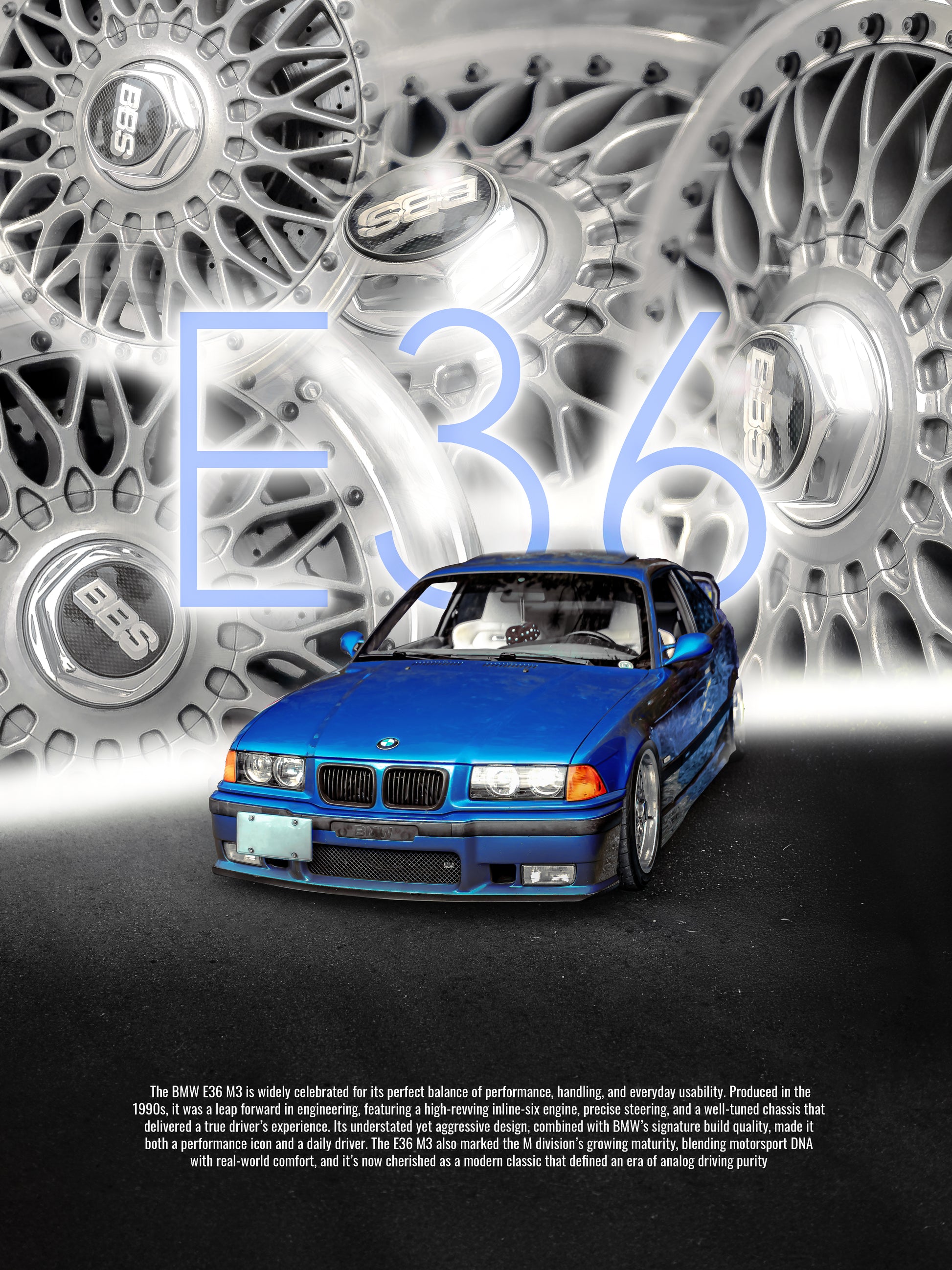 BMW E36 M3 Digital Poster