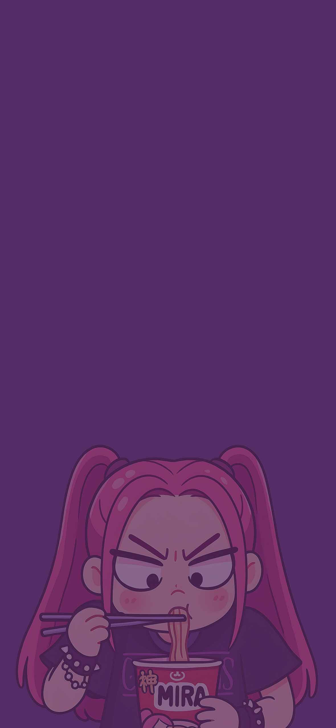 Kpop Demon Hunters Cute Mira Eating Ramen Wallpaper iPhone