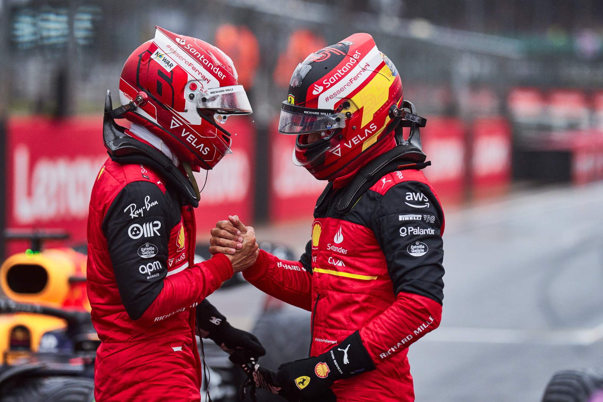 Charles Leclerc & Carlos Sainz after the British Grand Prix qualification [2048x1365]