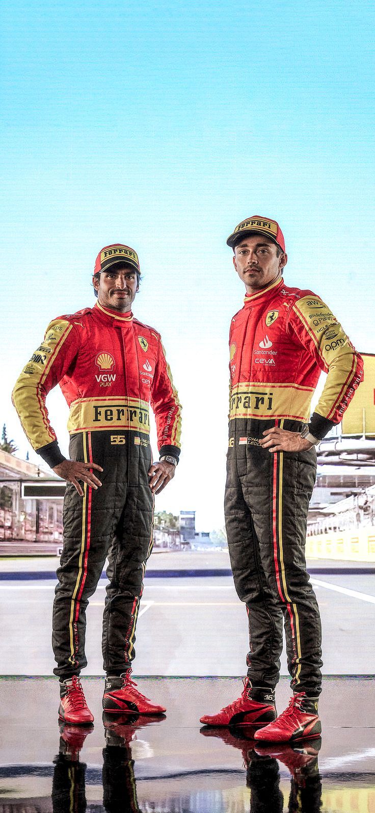 Carlos Sainz Charles Leclerc Scuderia Ferrari F1 Wallpaper
