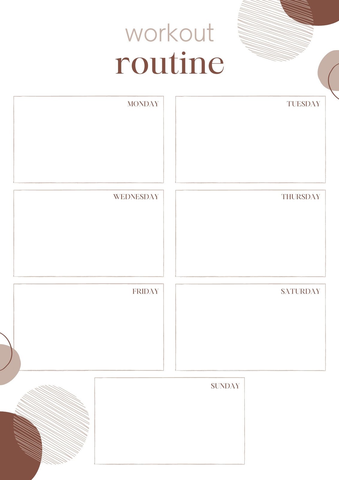 Free, custom printable workout planner online