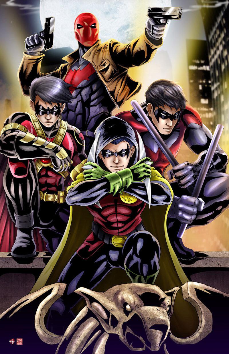 What is the good and bad quality of each Four Robins (Dick Grayson, Jason Todd, Tim Drake, and Damian Wayne)?