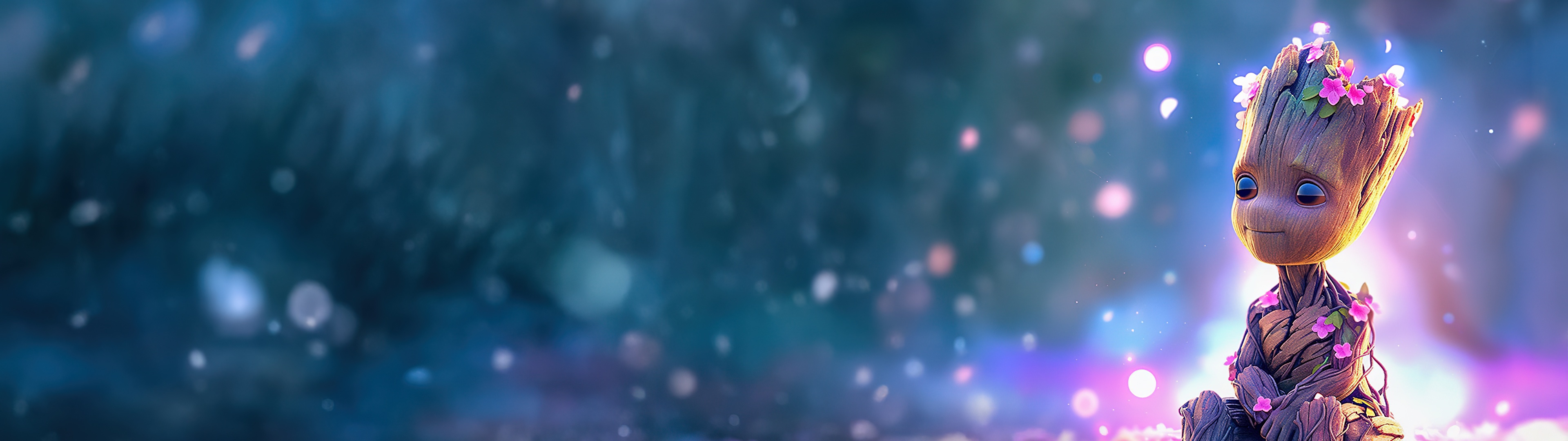 Baby Groot Wallpaper 4K, Flower crown, Cute art, Aesthetic