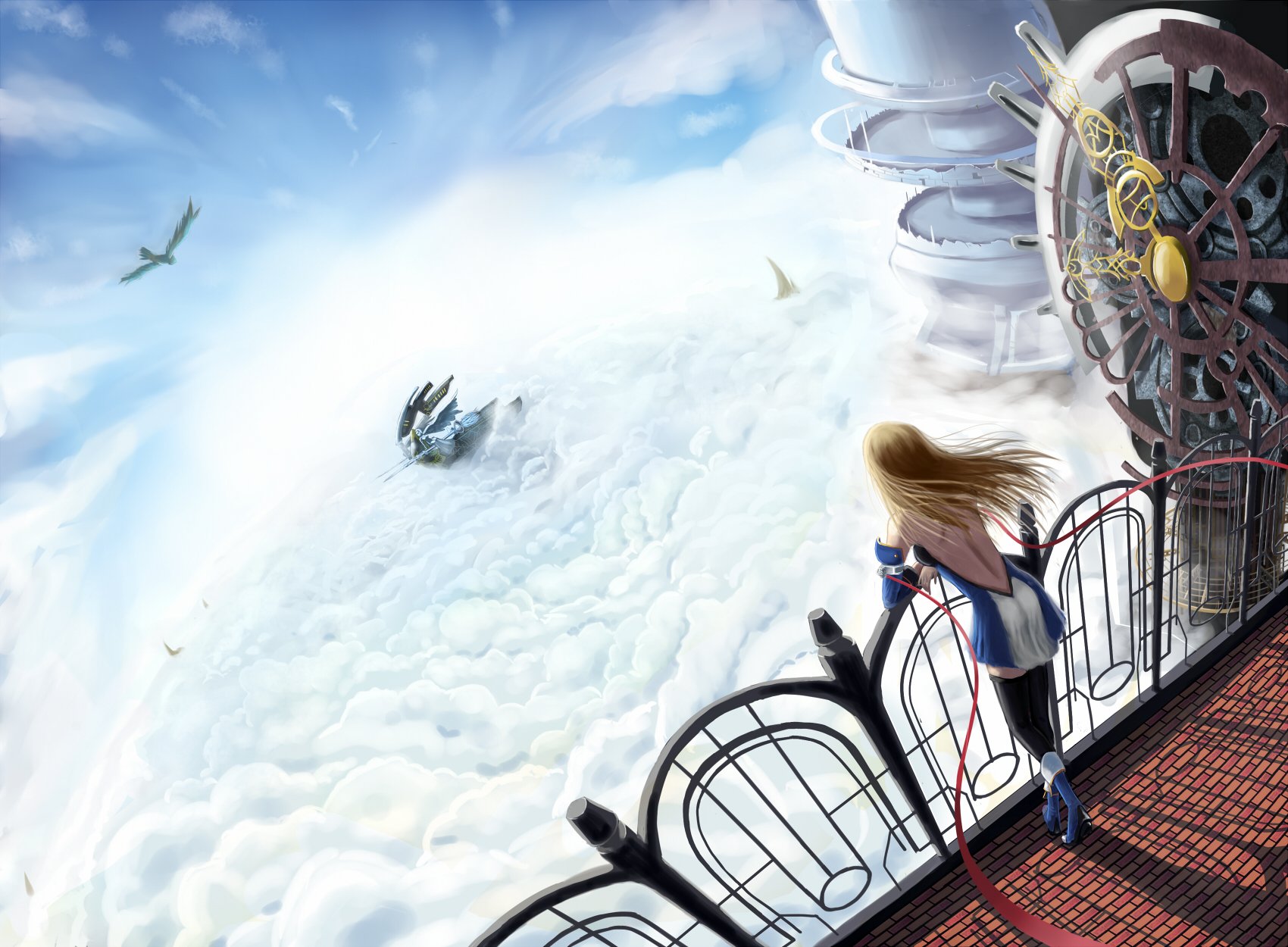 Noel Vermillion Soars: Stunning HD BlazBlue Anime Wallpaper