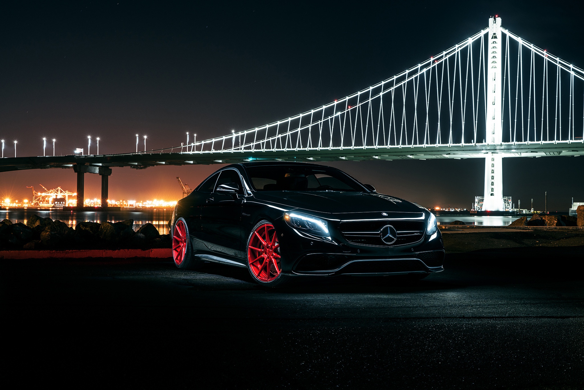 Download Black Car Night Car Mercedes Benz Vehicle Mercedes Benz S Class HD Wallpaper