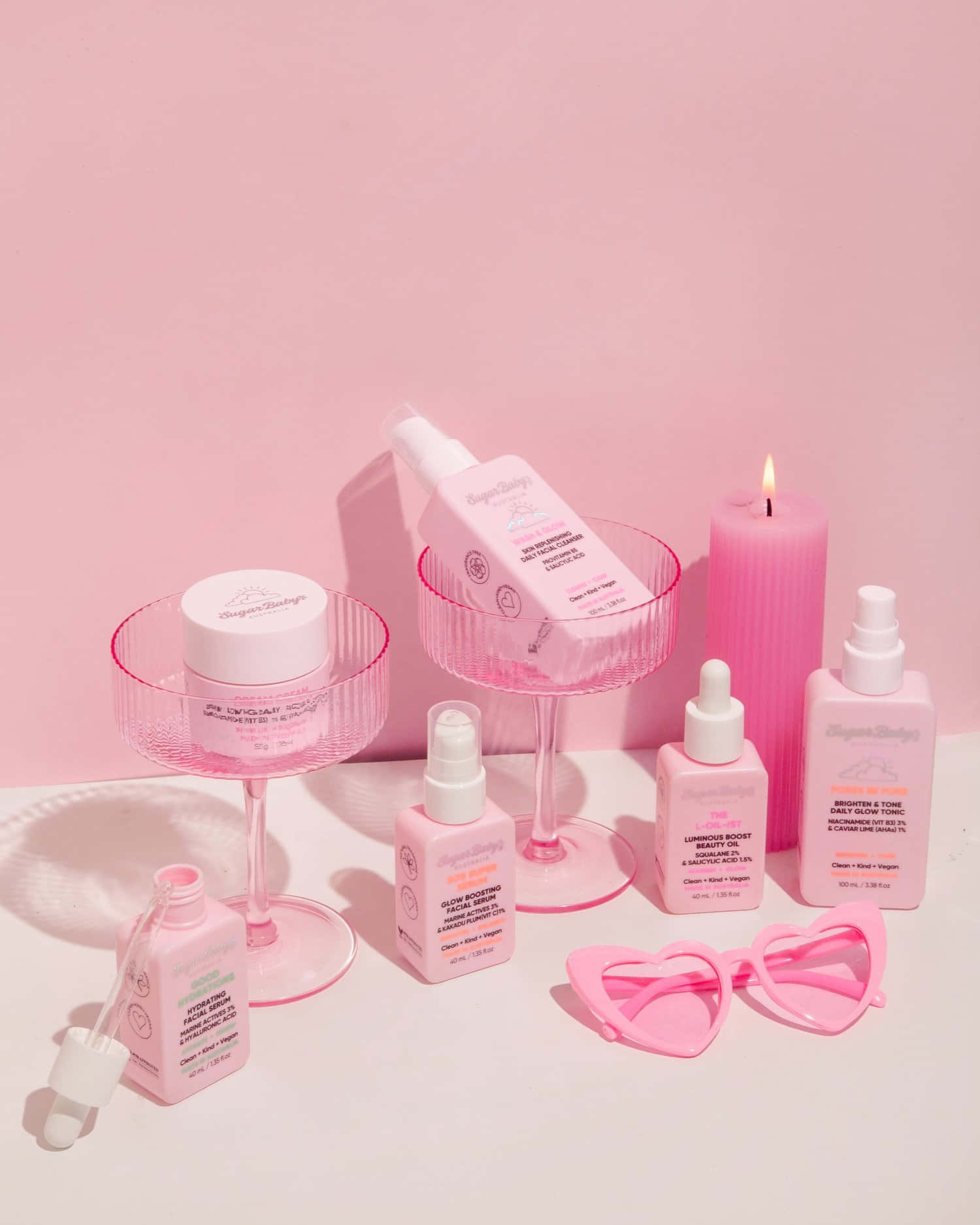 Download Pink Skincare Products Aesthetic Wallpaper