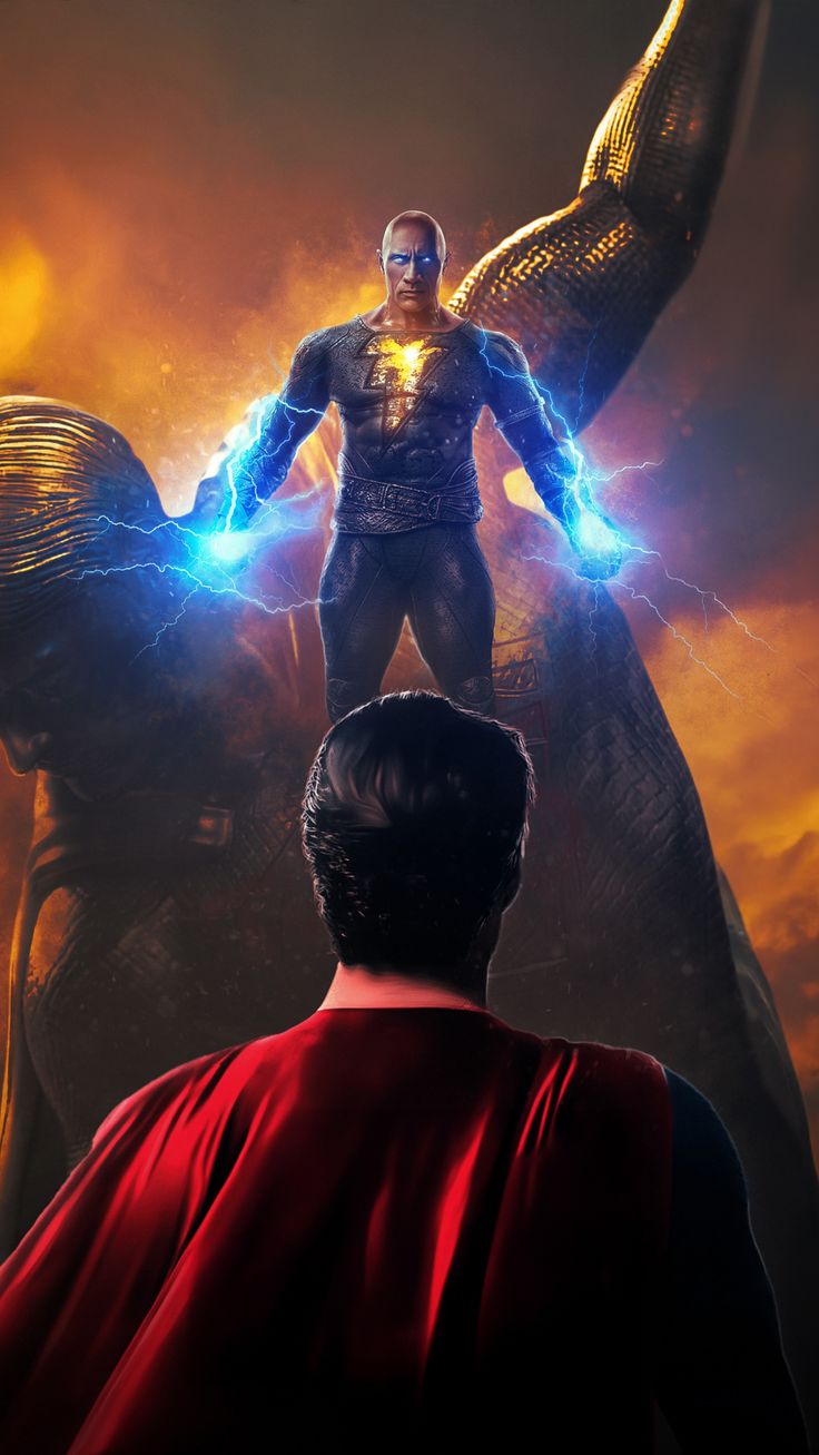 Black Adam vs. Superman, Fight of Heroes, 2023, 1440x2560 wallpaper
