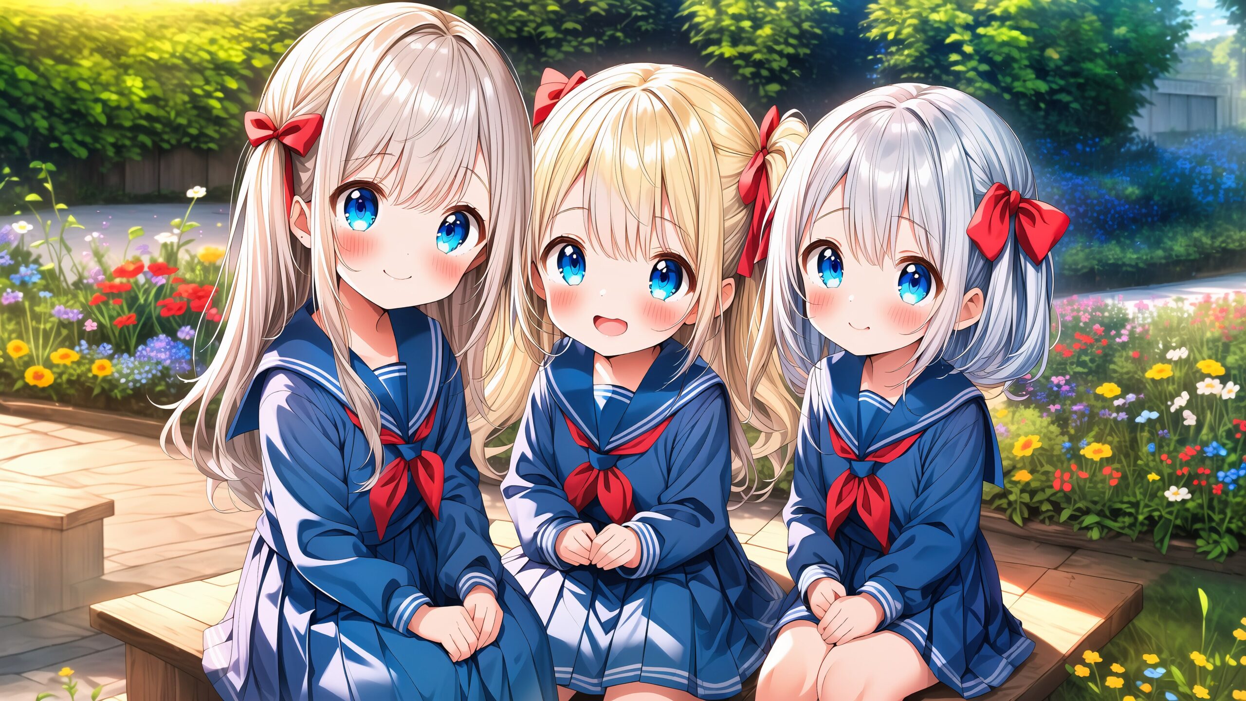 4K Wallpaper) Girls in sailor uniform's drawing page