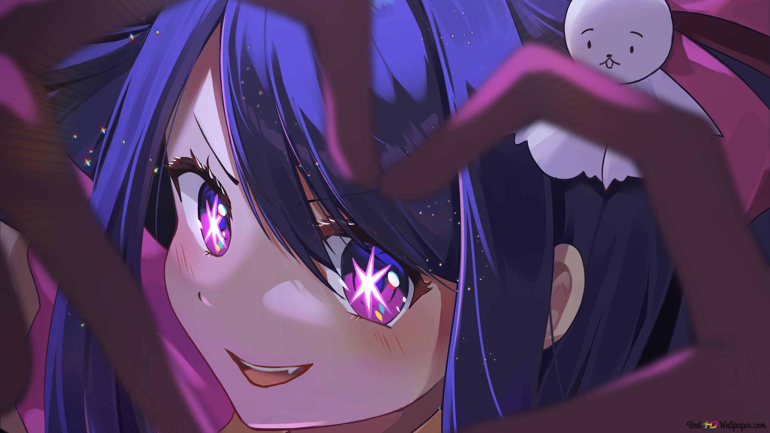 Oshi no Ko anime series girl character Ai Hoshino 2K wallpaper download