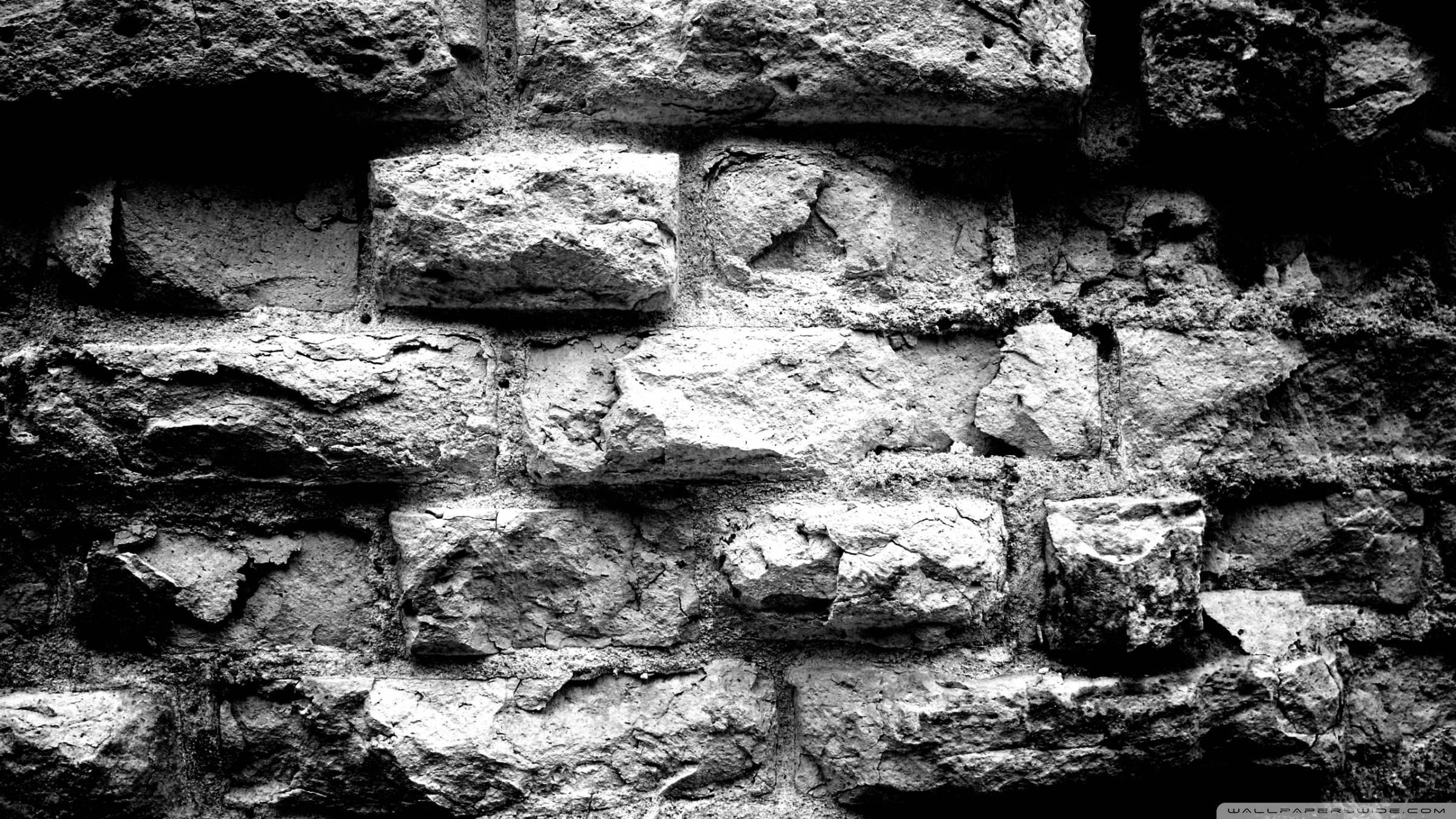 Old Brick Wall Black And White 4K UHD Wallpaper for UltraHD Desktop and TV, Dual Monitor, Smartphone and Tablet Devices
