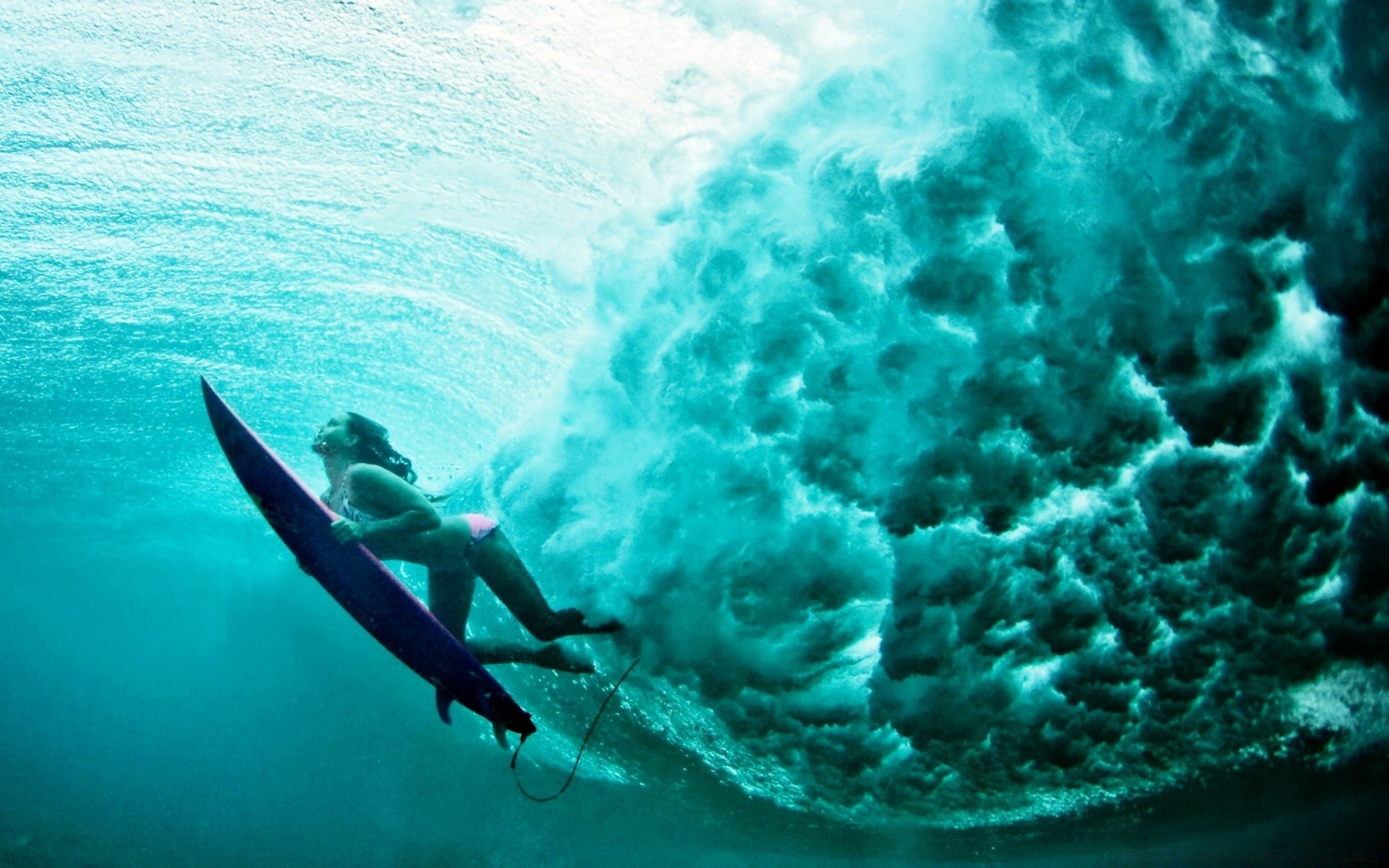 Surfing photo of an underwater girl
