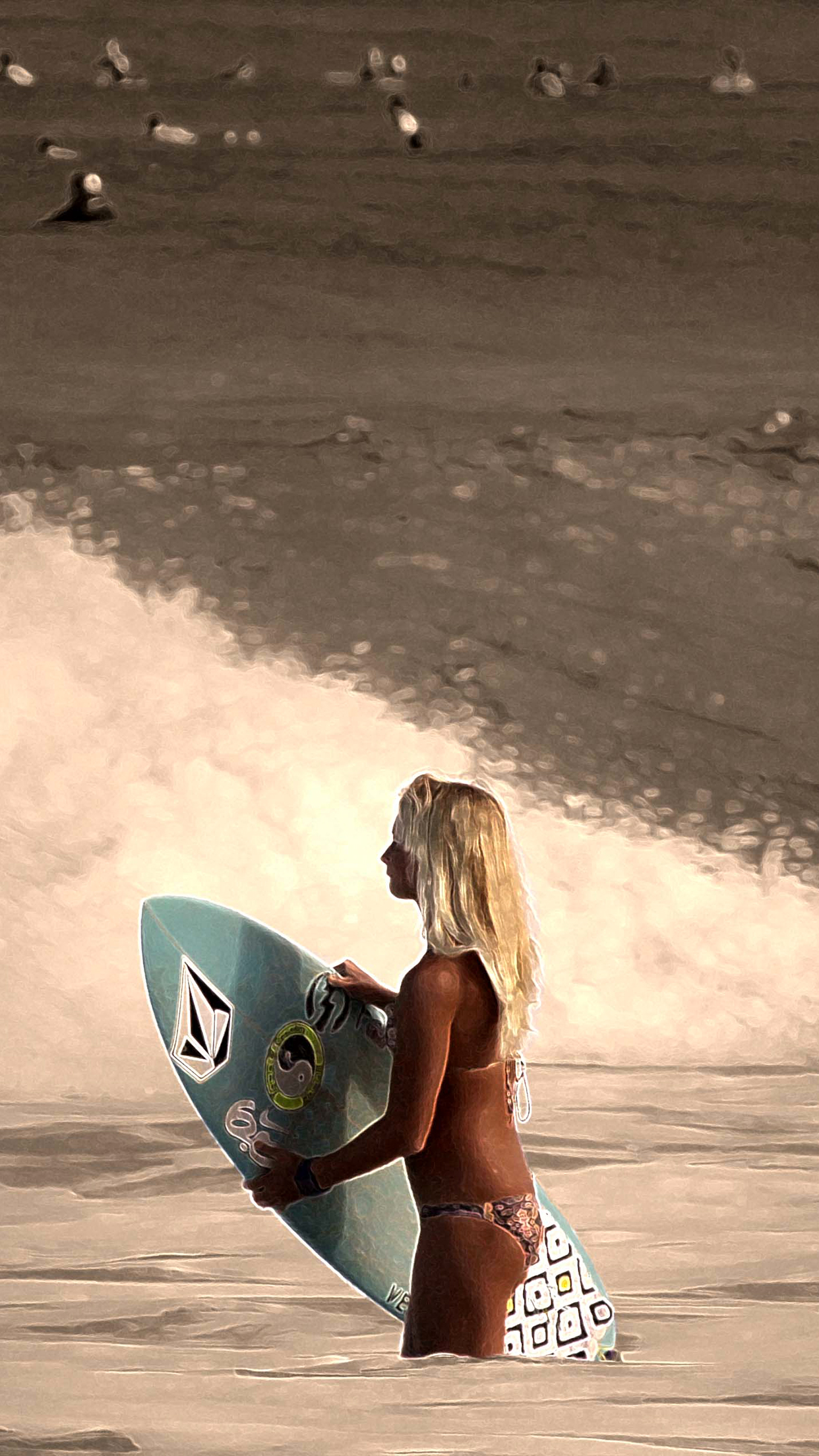 Surfing Girl Wallpaper for iPhone 11, Pro Max, X, 8, 7, 6