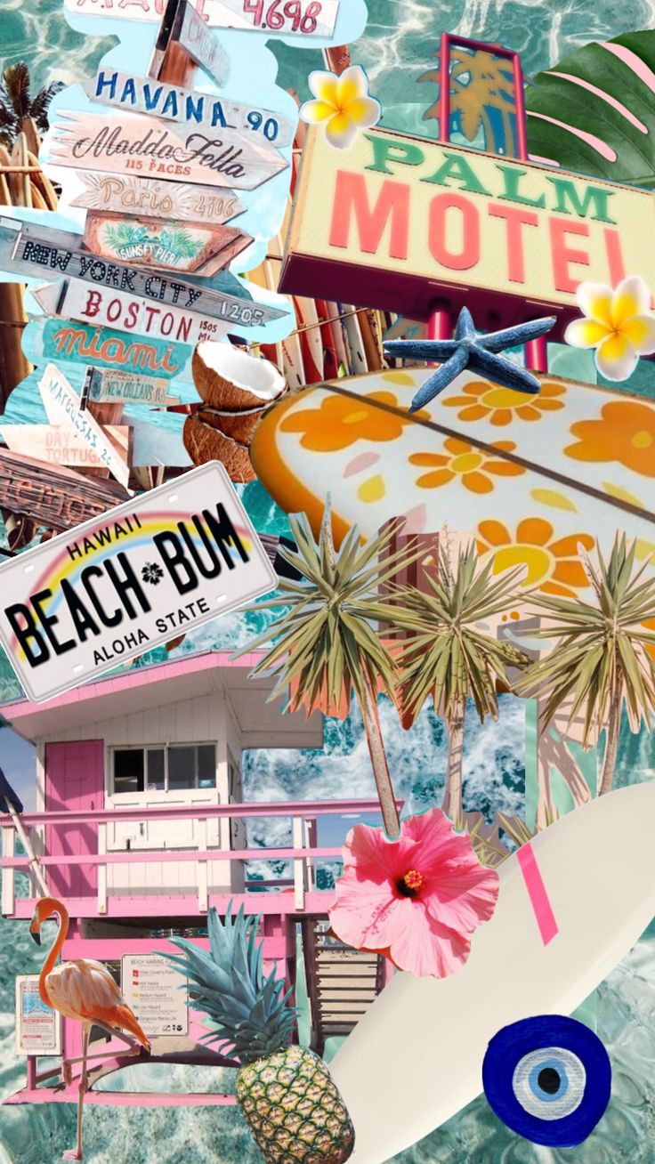 beach #coconutgirl #summer #aesthetic #collage #vintage #y2k #moodboard #beachvibes #beachaesthetic. Cute summer wallpaper, Summer wallpaper, Preppy wallpaper