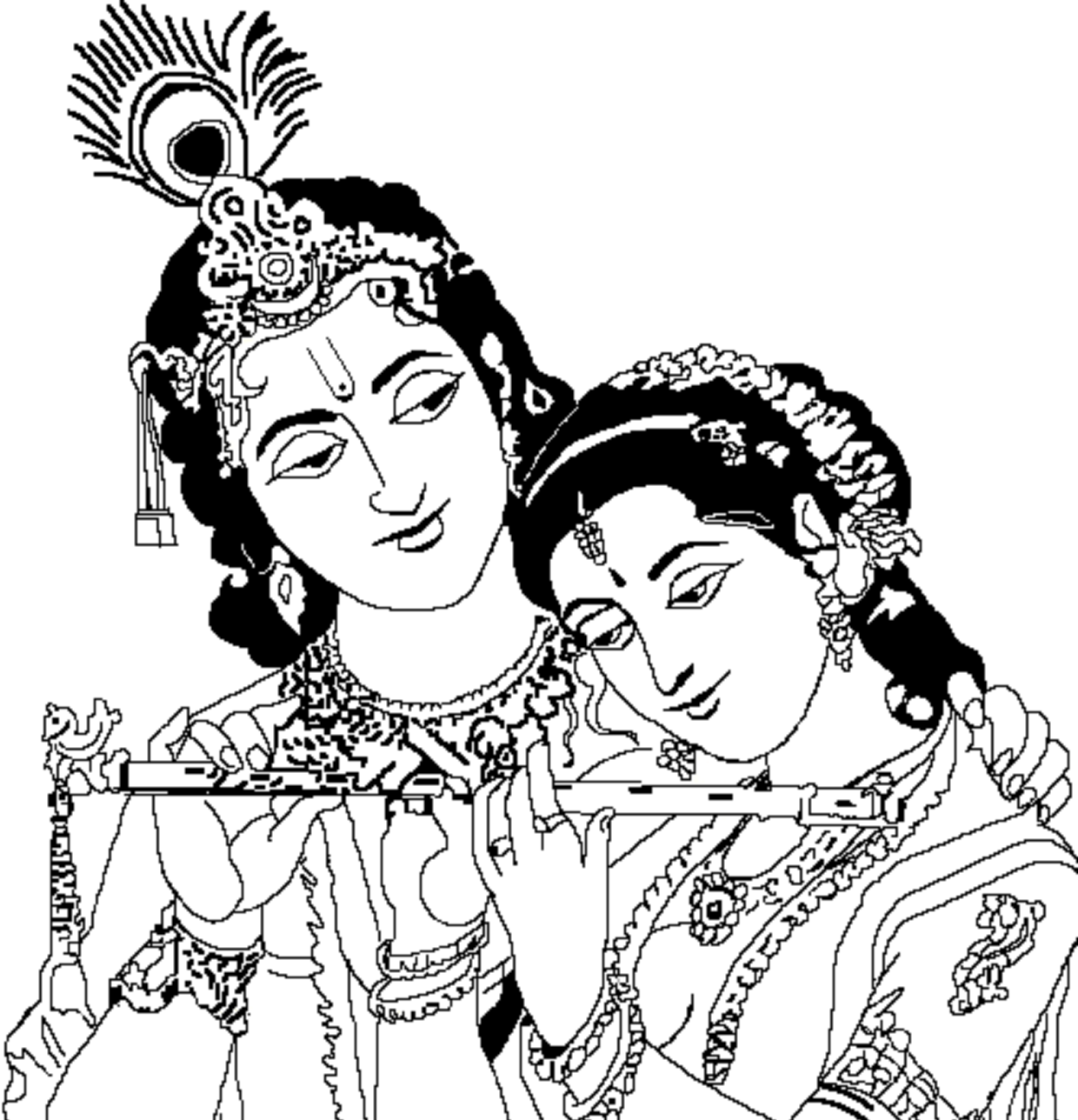 Collection of Radha Krishna Black And White PNG