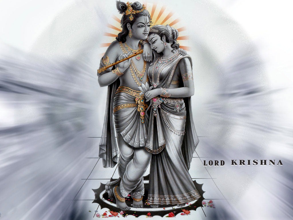 Lord Radhe Krishna White Wallpaper