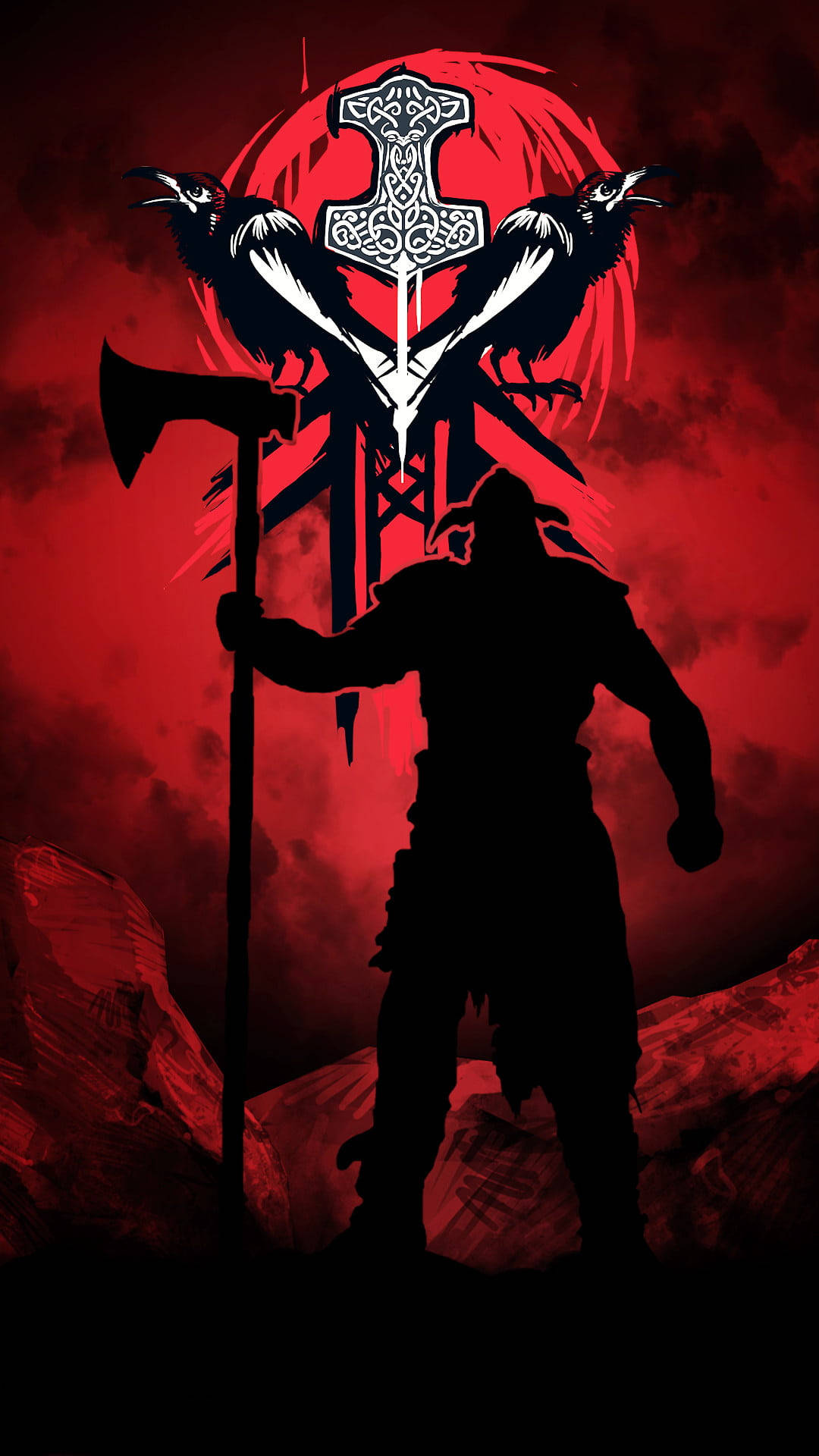 Download For Honor Phone Vikings Logo And Silhouette Wallpaper
