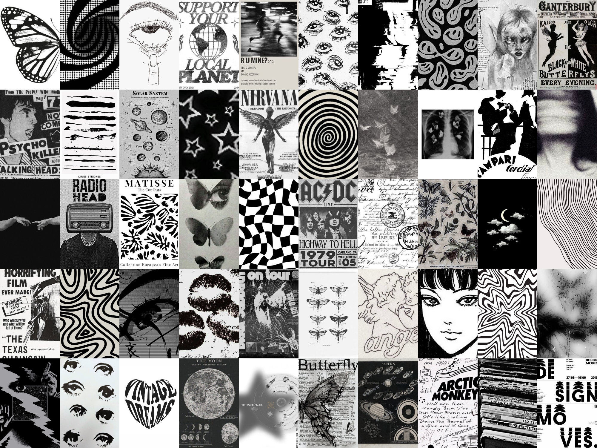 Dark Grunge 60pcs Collage Kit noir grunge aesthetic wallpaper vintage room decor 4x6 in