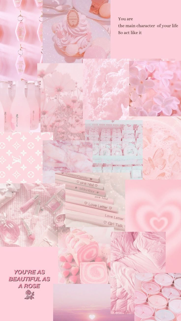 Soft Pink Aesthetic Collage Wallpaper