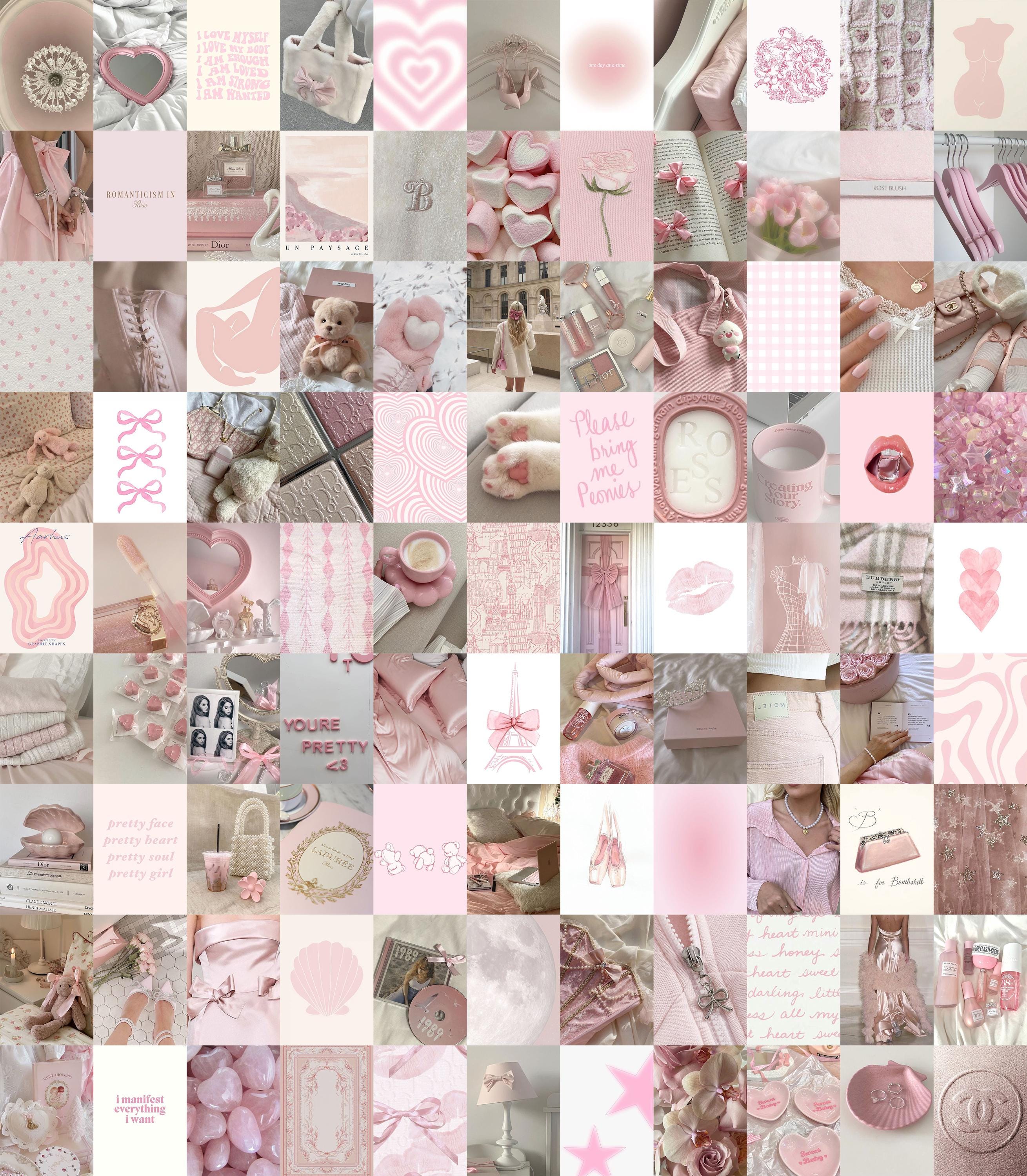 PCS. Baby Pink Aesthetic Wall Collage. Soft Pink Photo Collage Kit. Soft Pink Aesthetic Wall Collage. Coquette Pink Photo Collage
