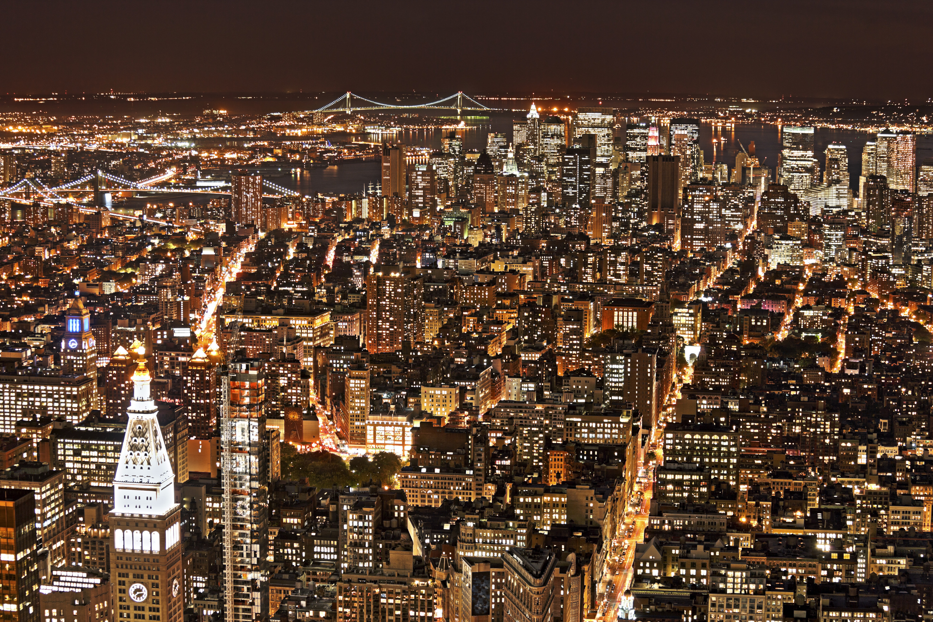 New York City Night HDR Wall Mural