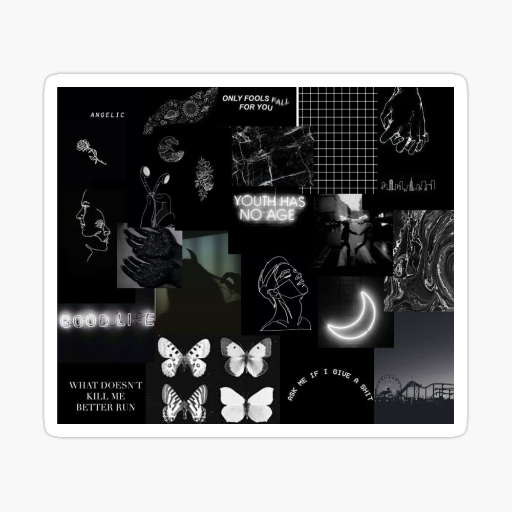 black aesthetic collage Poster