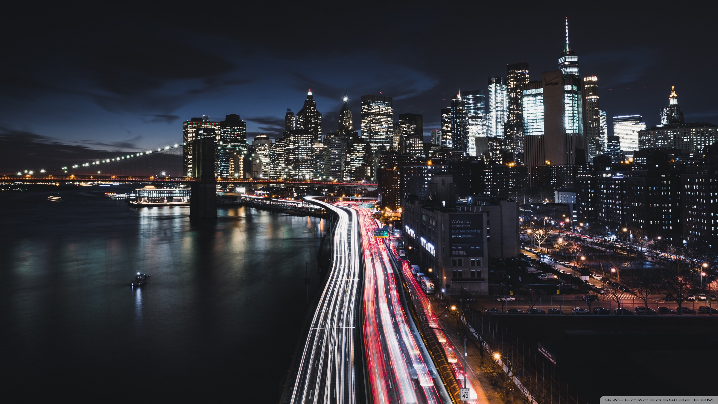 Manhattan, New York City, Night 4K UHD Wallpaper for UltraHD Desktop and TV, Widescreen and UltraWide Display, Smartphone and Tablet Devices