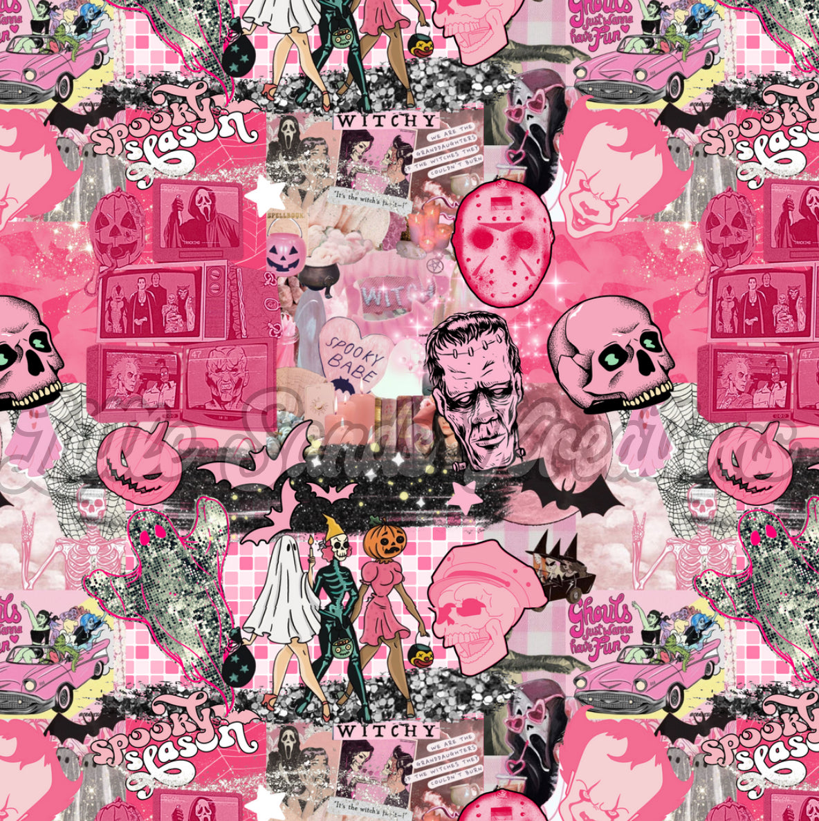 Pink halloween collage