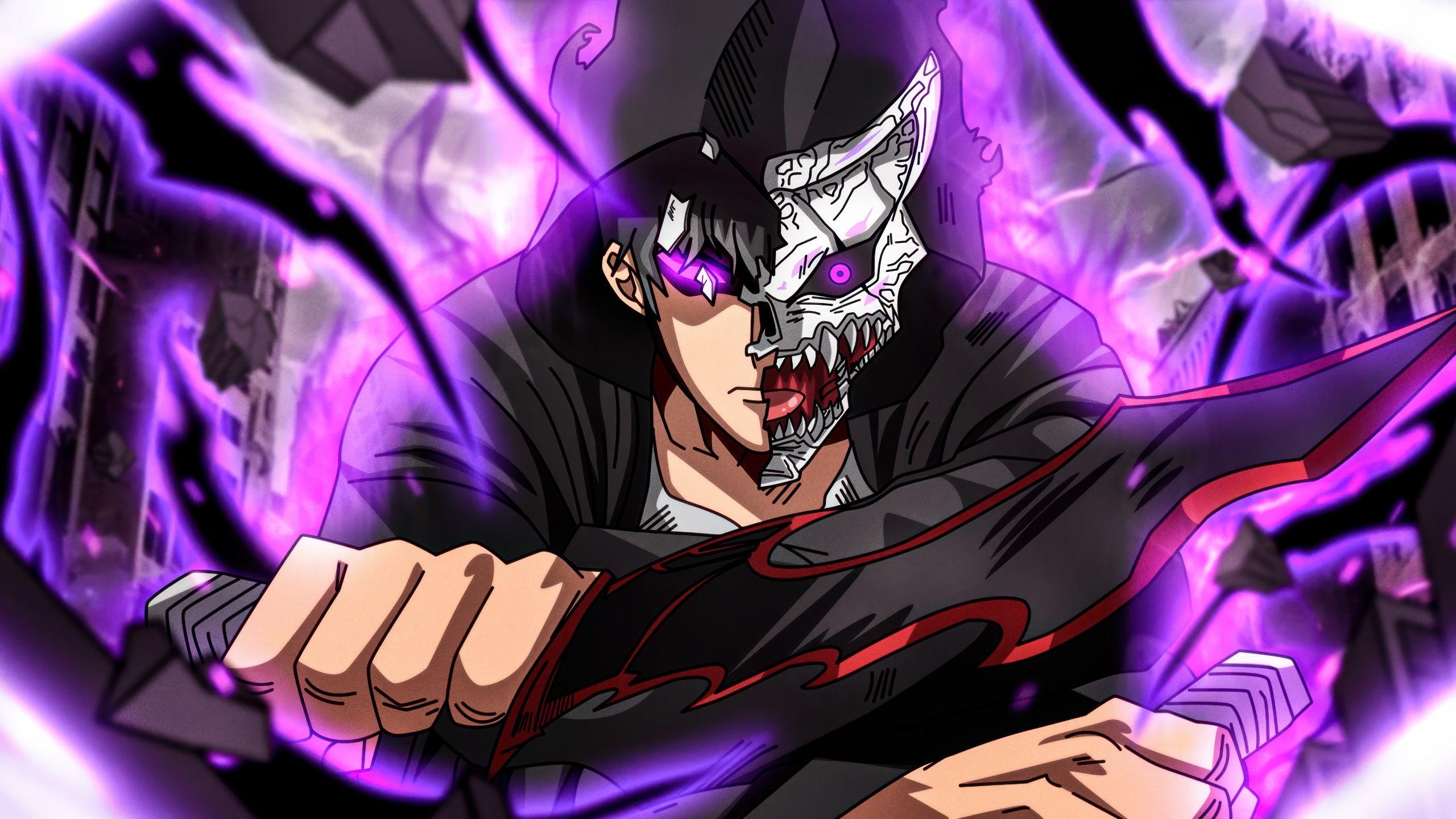 Kafka Hibino Wallpaper 4K, Kaiju No. 8, Purple aesthetic, 5K