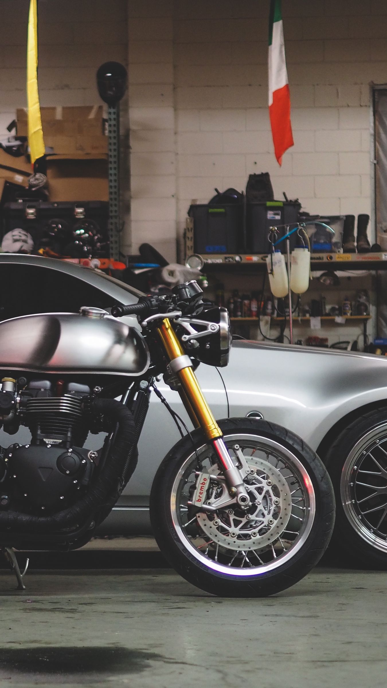 Download wallpaper 1350x2400 car, motorcycle, garage iphone 8+/7+/6s+/for parallax HD background