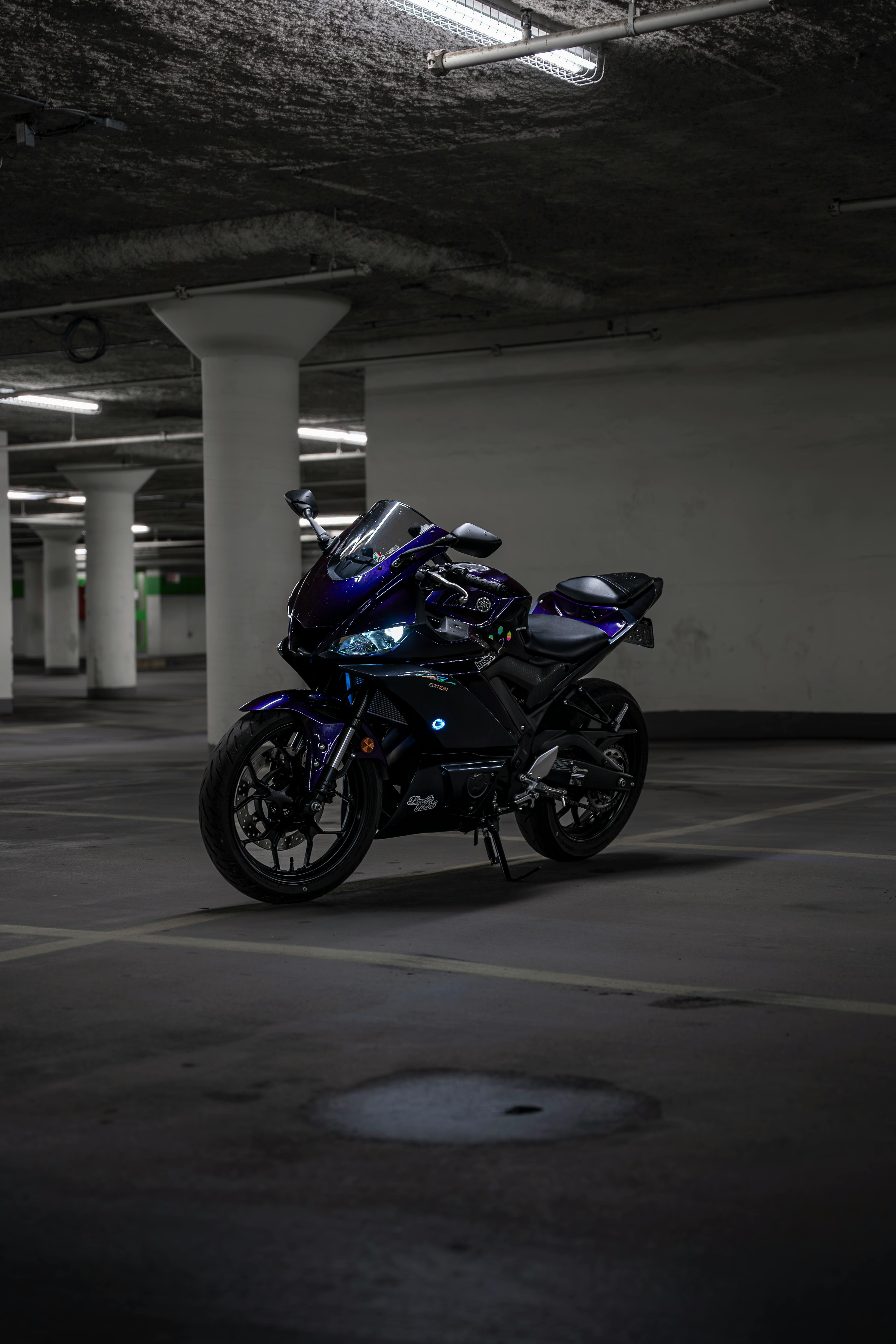 Yamaha YZF R3 Sport Bike On Parking Garage · Free