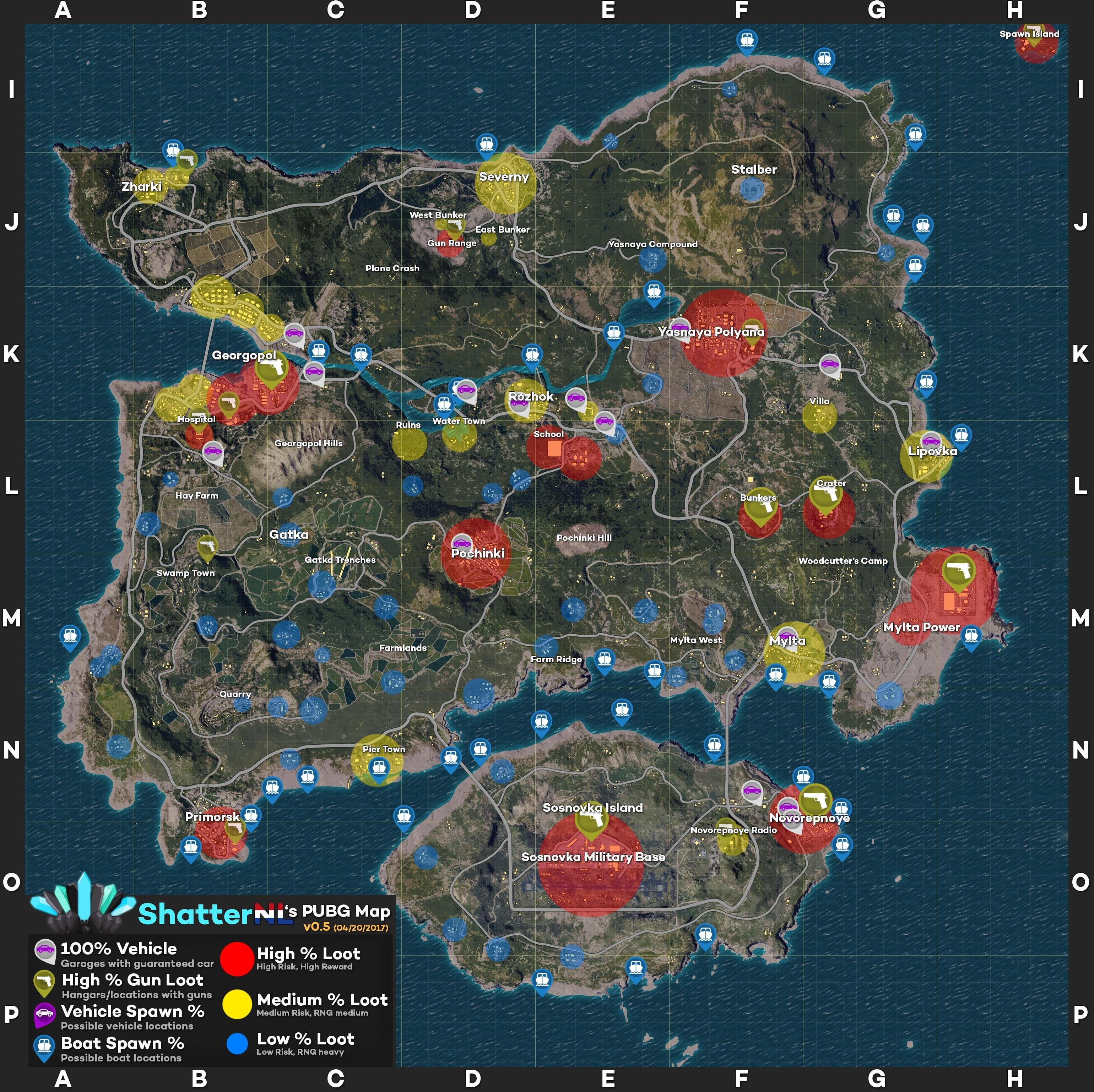 Loot Vehicles Boats Extra Names Map (ShatterNL's PUBG Map V0.5)